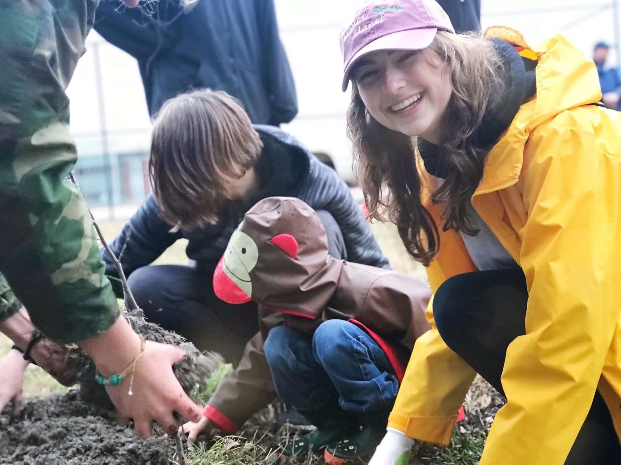 Planting trees with elementary students