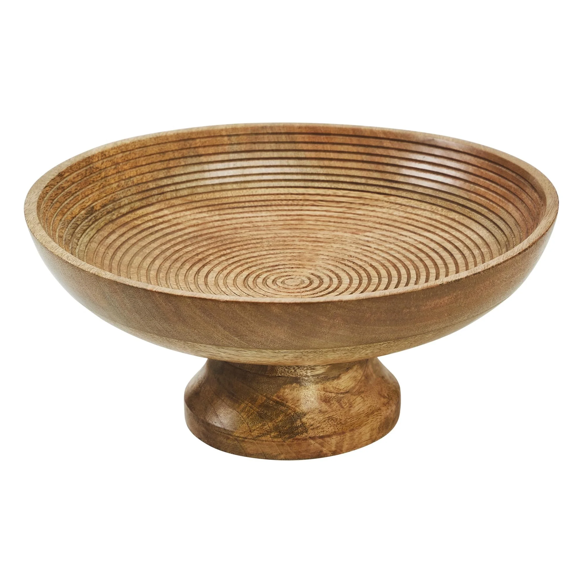 Natural Wooden Ribbed Bowl