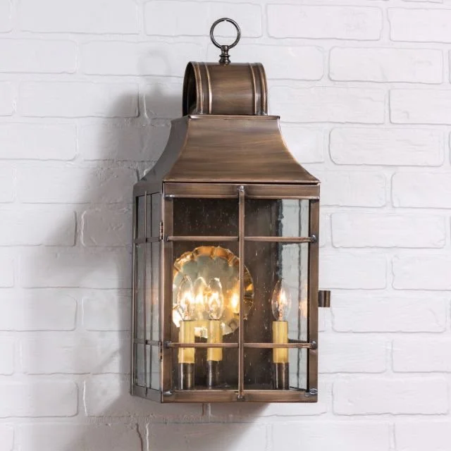 Stenton Outdoor Wall Light in Solid Antique Copper - 3 Light