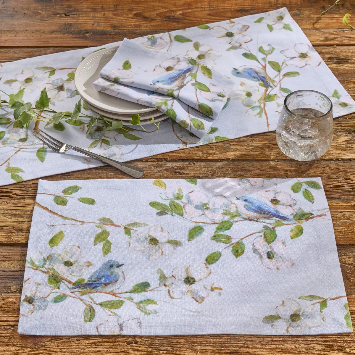 Dogwoods And Blue Birds Napkin - Set of 4