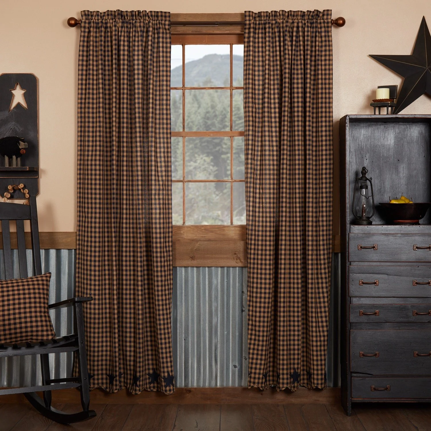 Navy Star Scalloped Panel - Set of 2