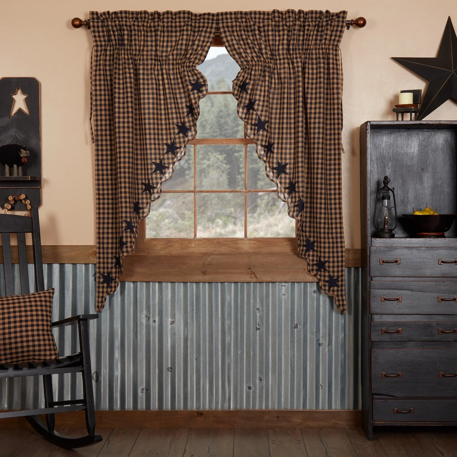 Navy Star Scalloped Prairie Short Panel - Set of 2