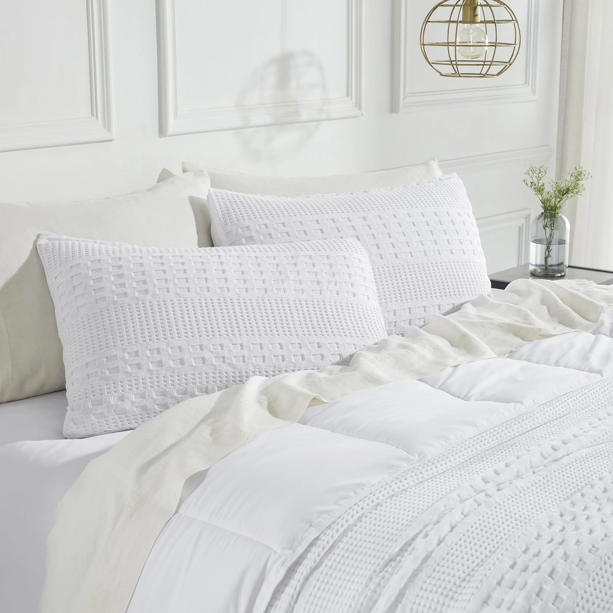 Waffle Weave White Sham - Set of 2