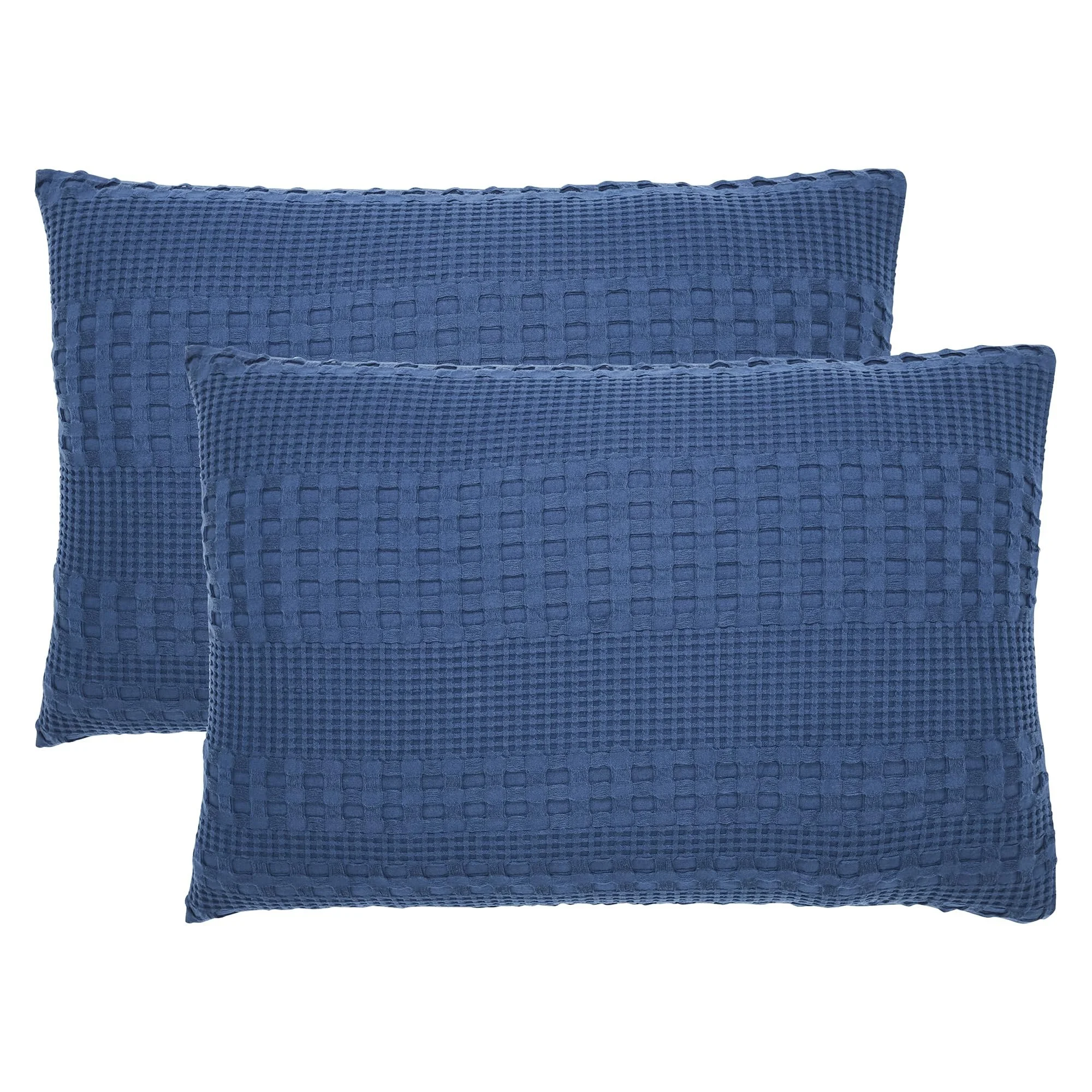 Waffle Weave Navy Blue Pillow Sham - Set of 2