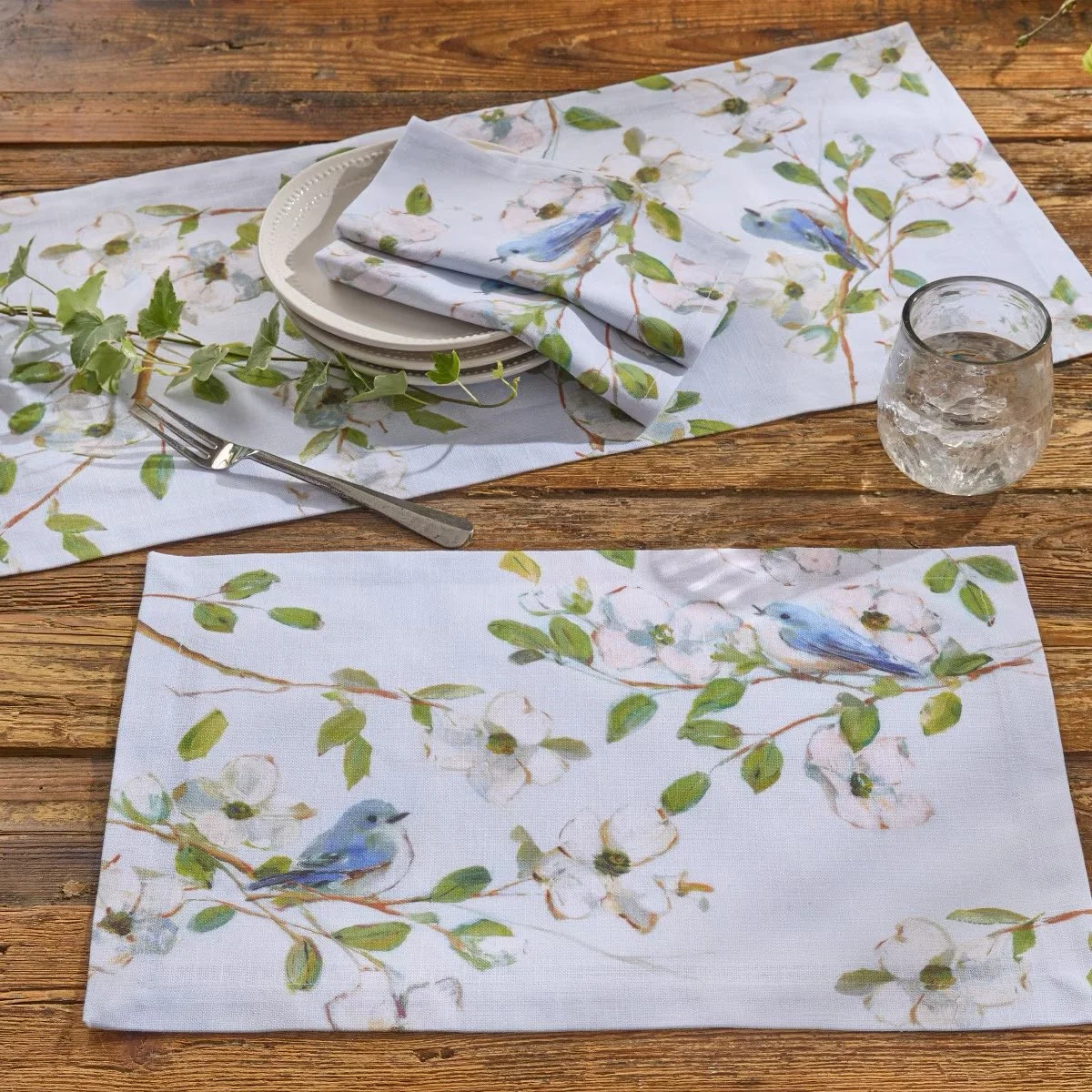 Dogwoods and Blue Birds Table Runner