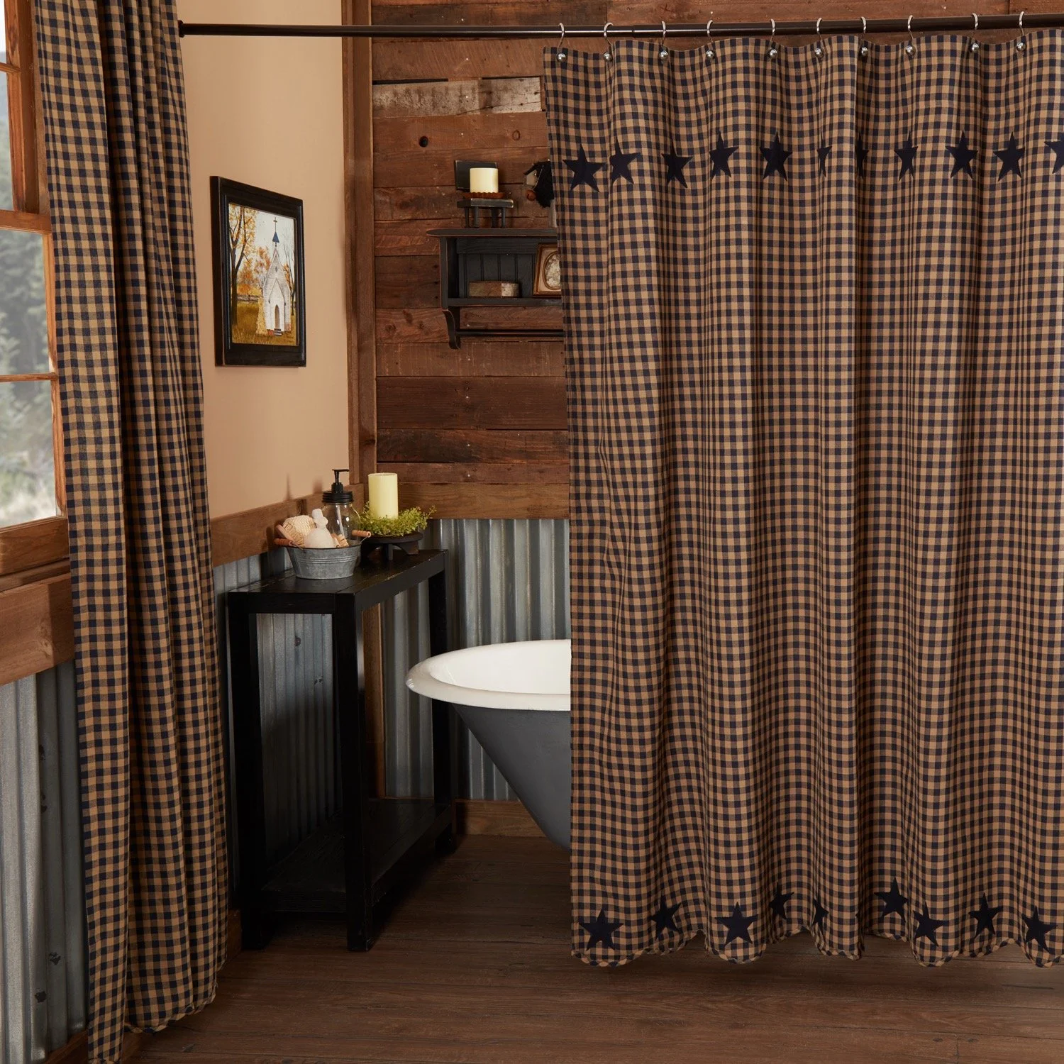 Navy Star Shower Curtain