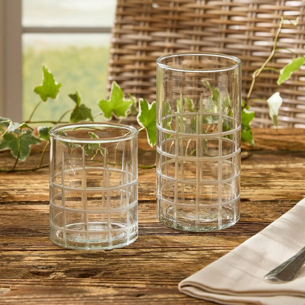 Plaid Beverage Glass - Set of 4 (Copy)