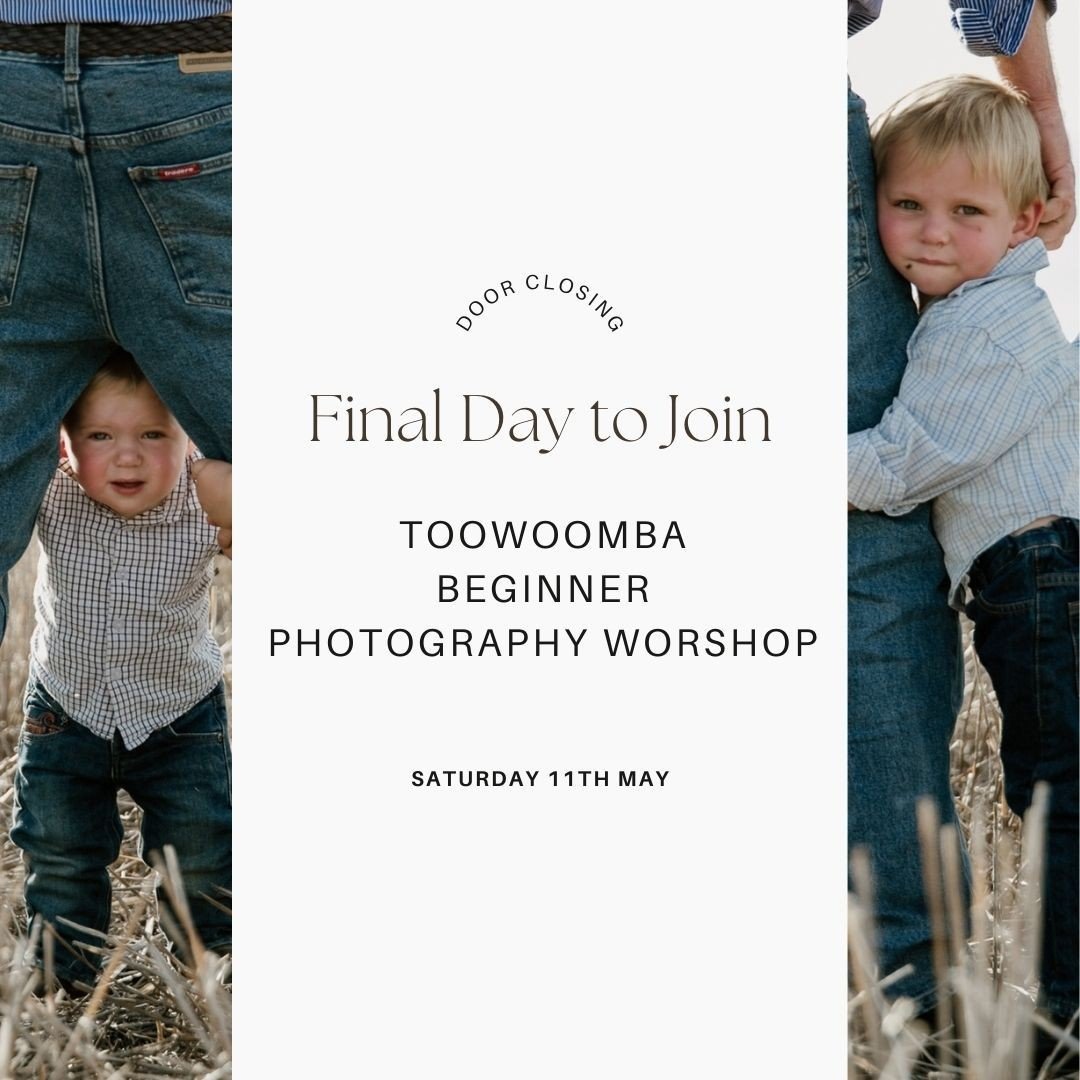 Toowoomba Closes tonight! 

Beginner photographers - if you have always wanted to learn how to shoot on that camera that you bought and gave up on trying to learn because it's a lot more technical than you thought.... this in person workshop was made