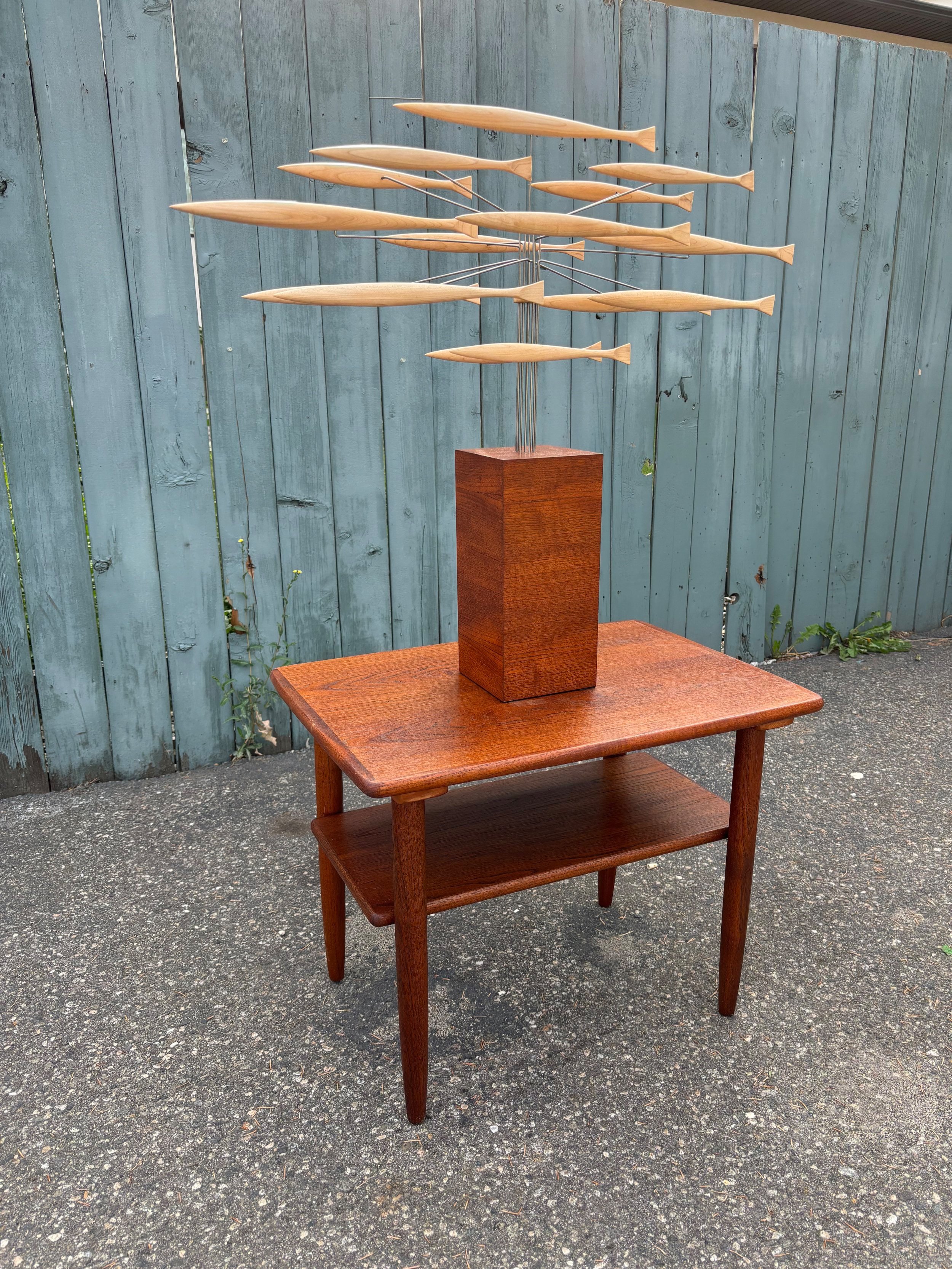 15 maple fish pod on teak plinth