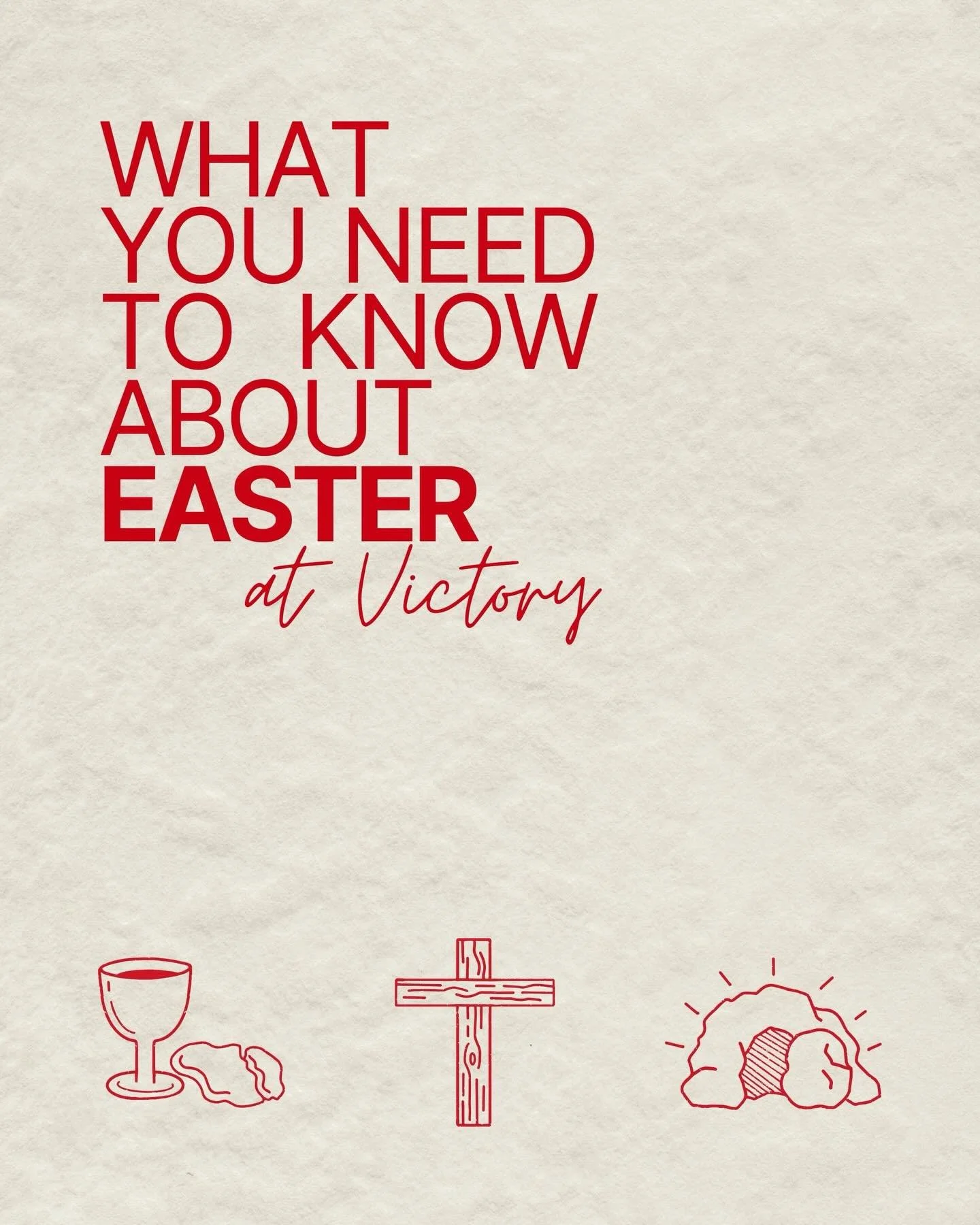 Here&rsquo;s what&rsquo;s happening this Easter at Victory.

Inviting someone might be as easy as sending them this post. Who can you bring this weekend?