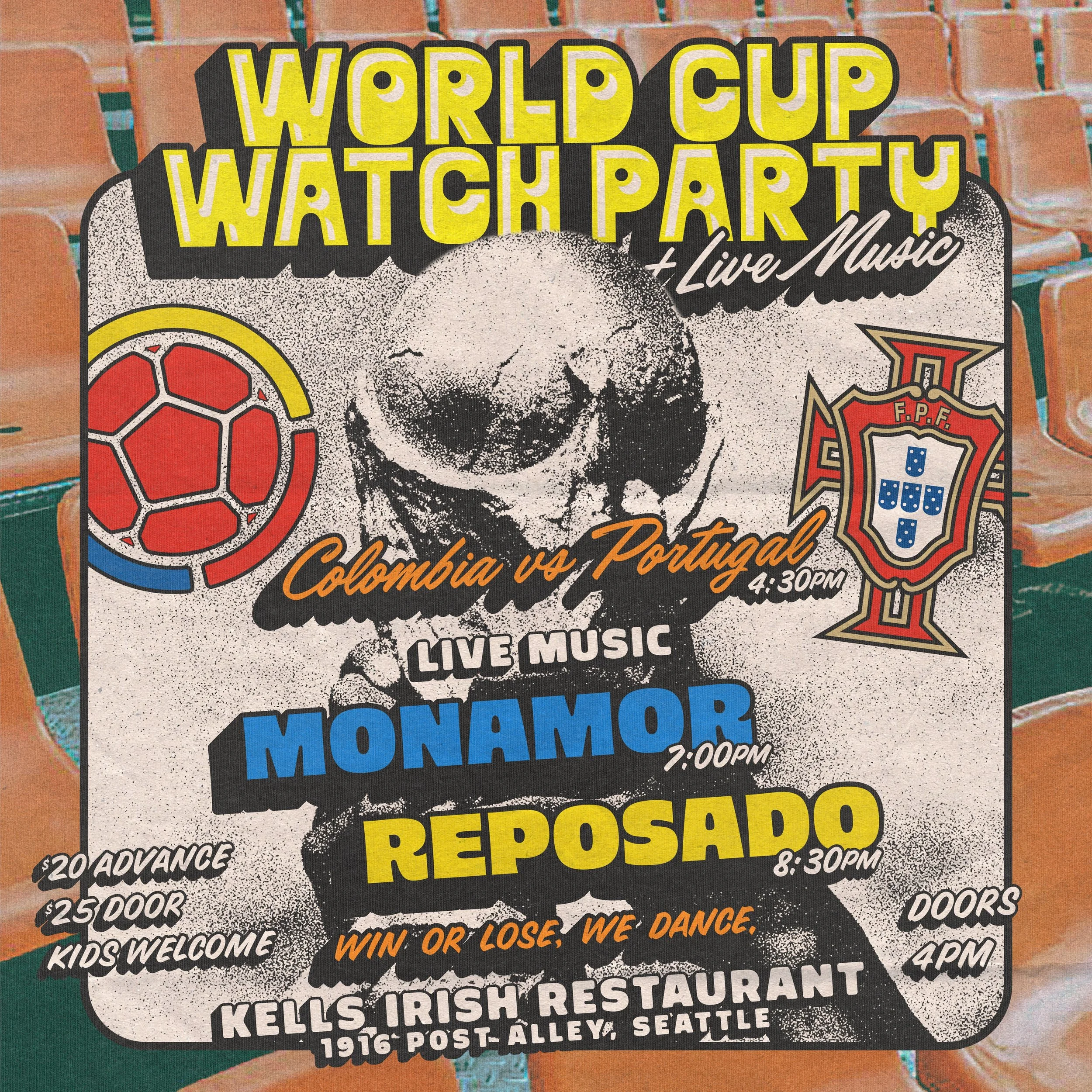 World Cup Watch Party: Colombia vs Portugal + Live Music