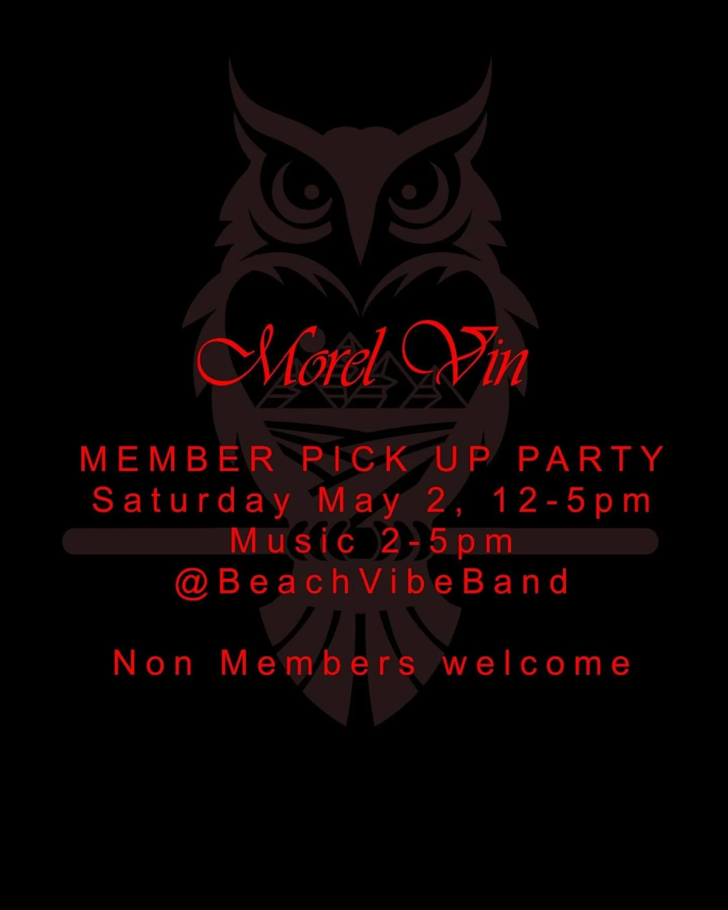 Join us Saturday and pick up your membership wines.  There will be appetizers, but you are always welcome to bring your own picnic as well.