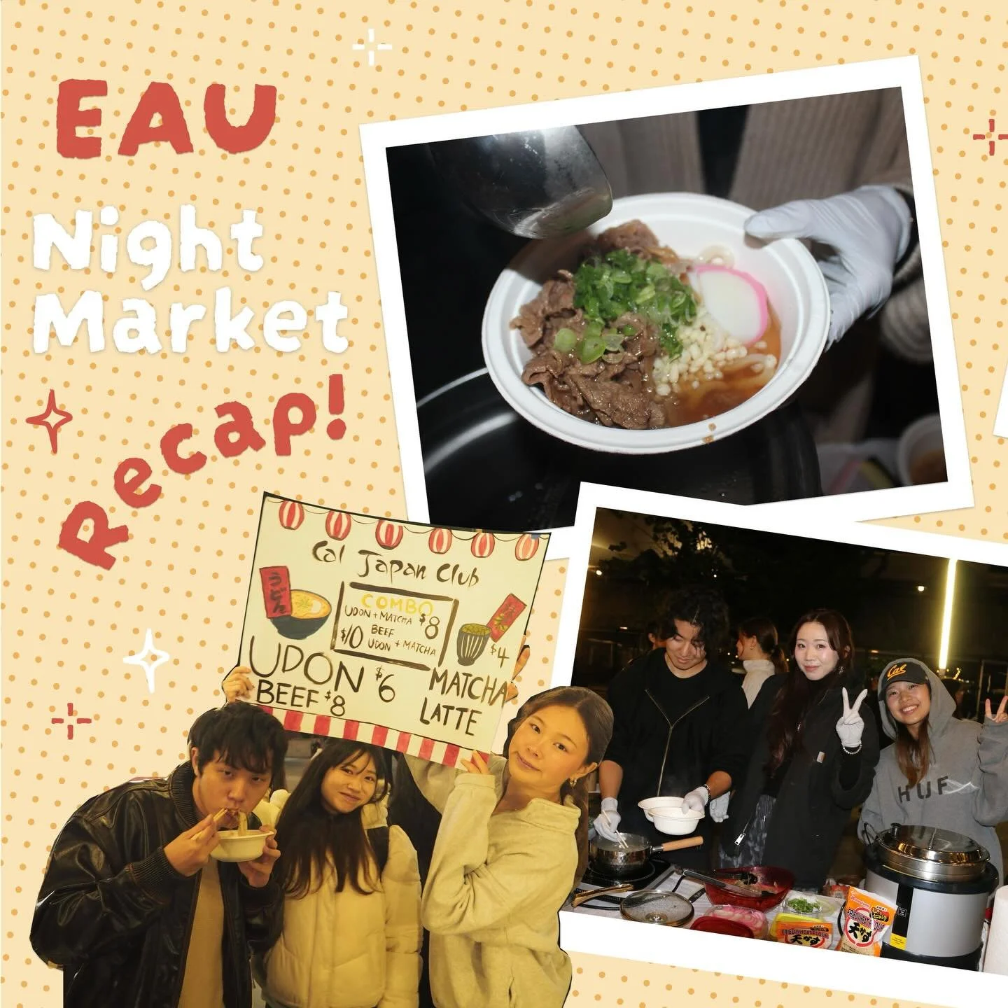 Thanks to everyone who came to our table at EAU Night Market! ✨
Coming soon: Cal Japan Club is hosting a Holiday Rager on December 6th🎄
RSVP through the linktree in our bio!

EAUナイトマーケットに来てくださったみなさん、ありがとうございました！ ✨ 12月6日にはCJCがホリデーパーティーを開催するので、ぜひお越しくだ