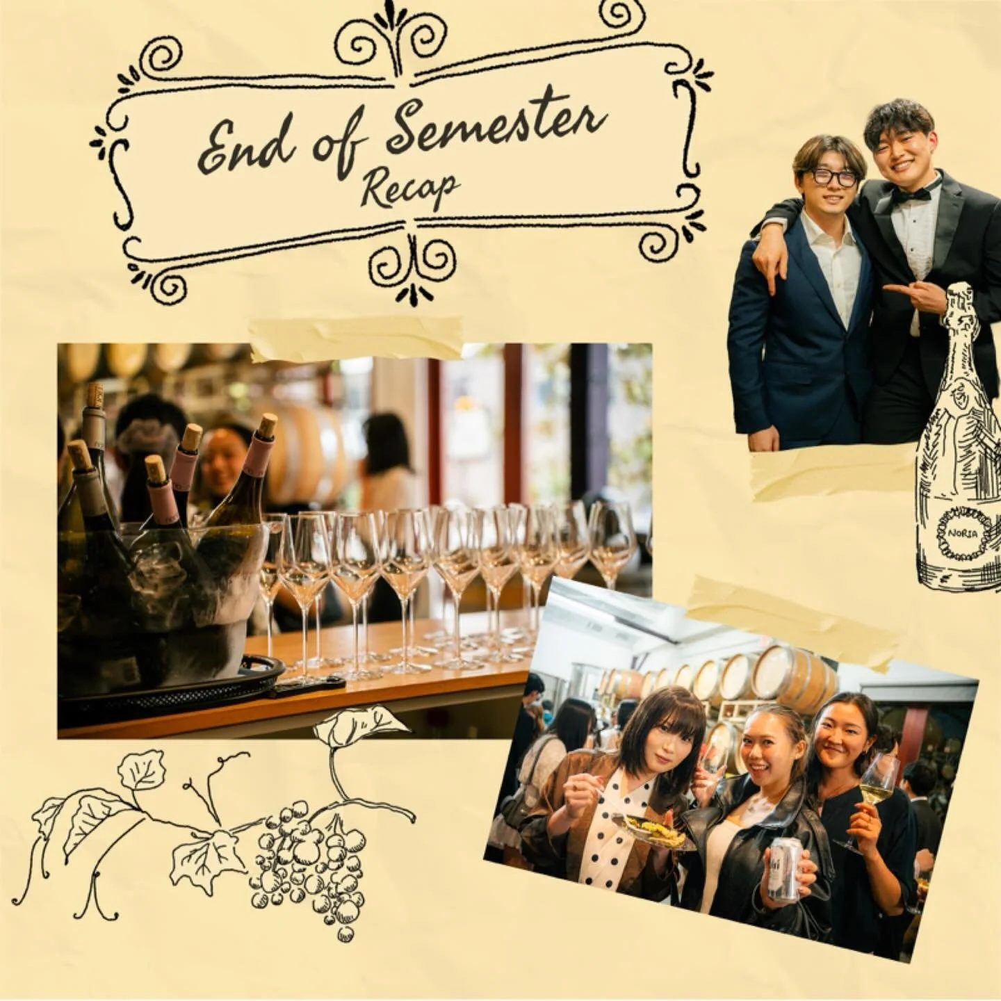 Thank you for joining us in celebrating the seniors at our End of Semester party with Noria Wines! Hope everyone was able to enjoy the wine, food, and atmosphere! 🥂✨

エンセメパーティーに来てくれた皆さん、ありがとうございました！

今年もNoria Wineryで楽しいひとときをお過ごしいただけたでしょうか？また来年もよろしくお