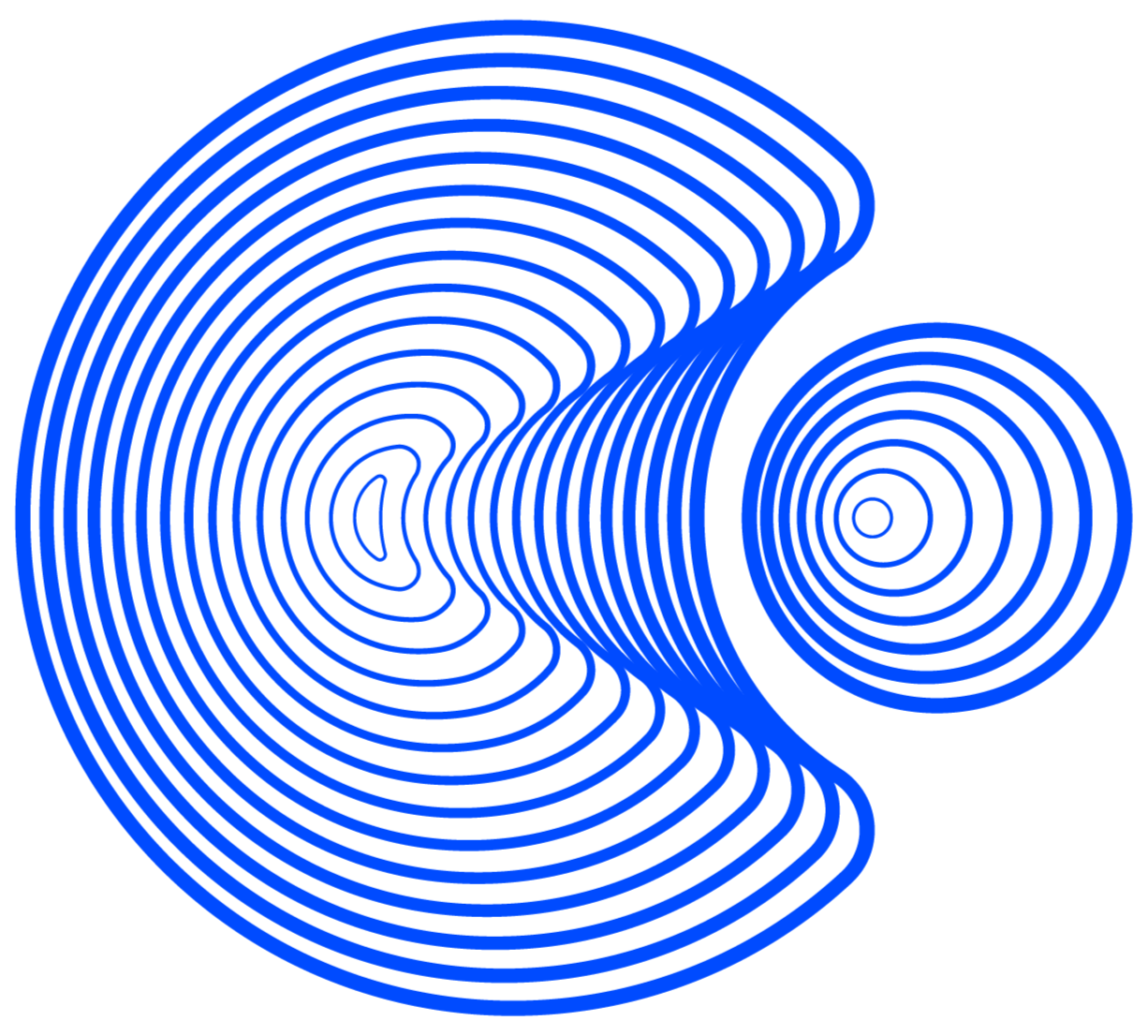 Raw Impact Events ripple logo mark in blue and lime used as a standalone brand icon.