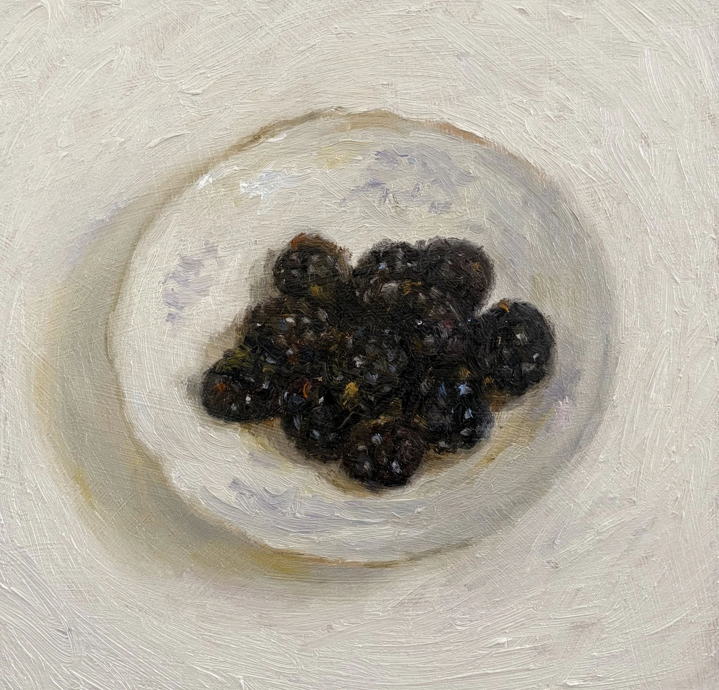 Blackberries in a patterned bowl