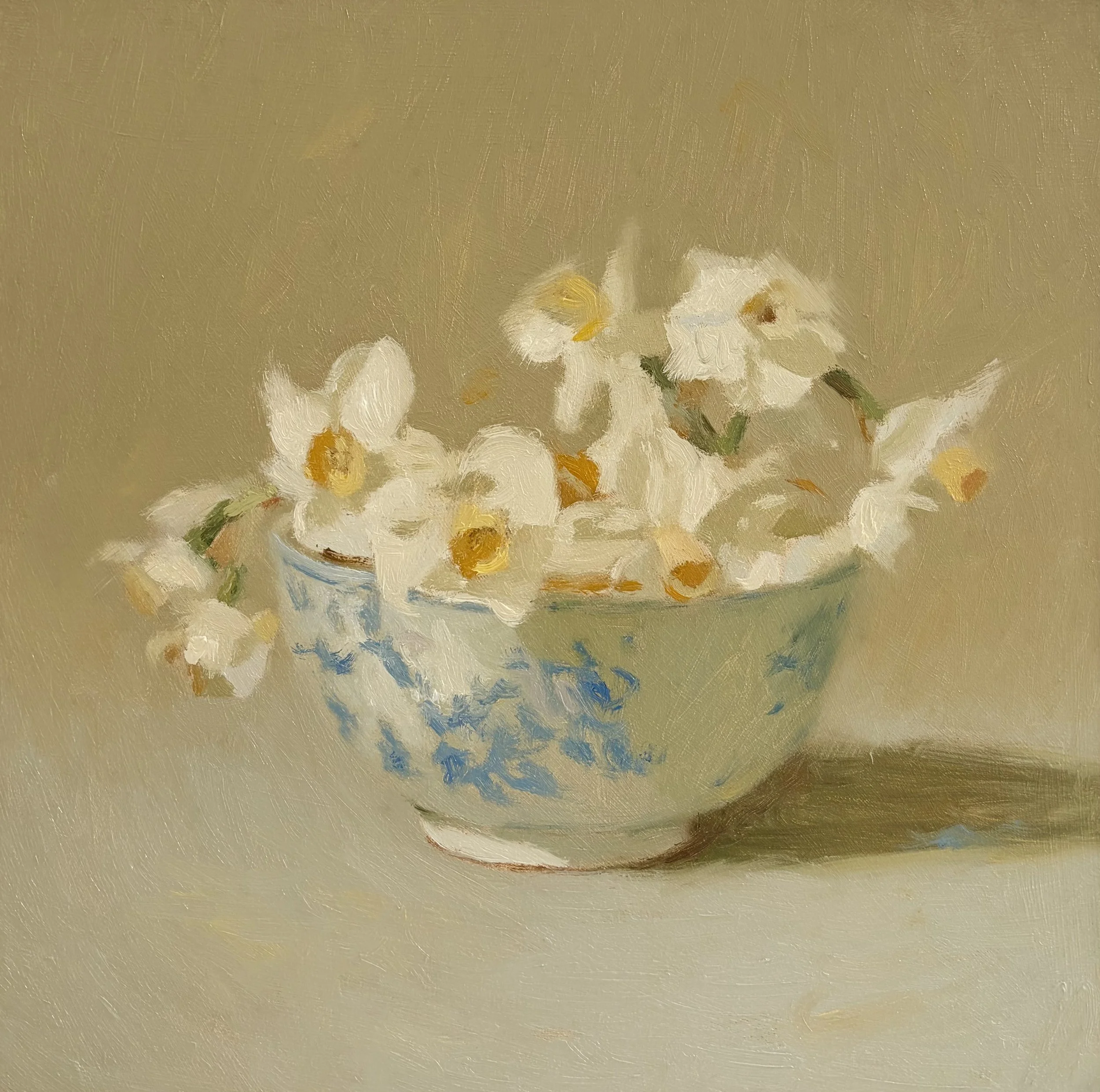 Narcissi in a blue bowl two