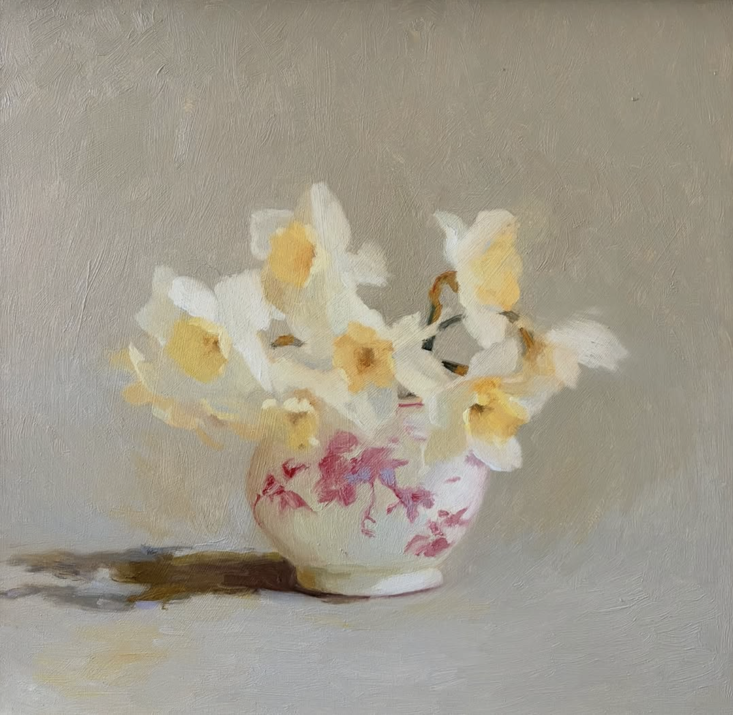 Daffodils in a pink pot