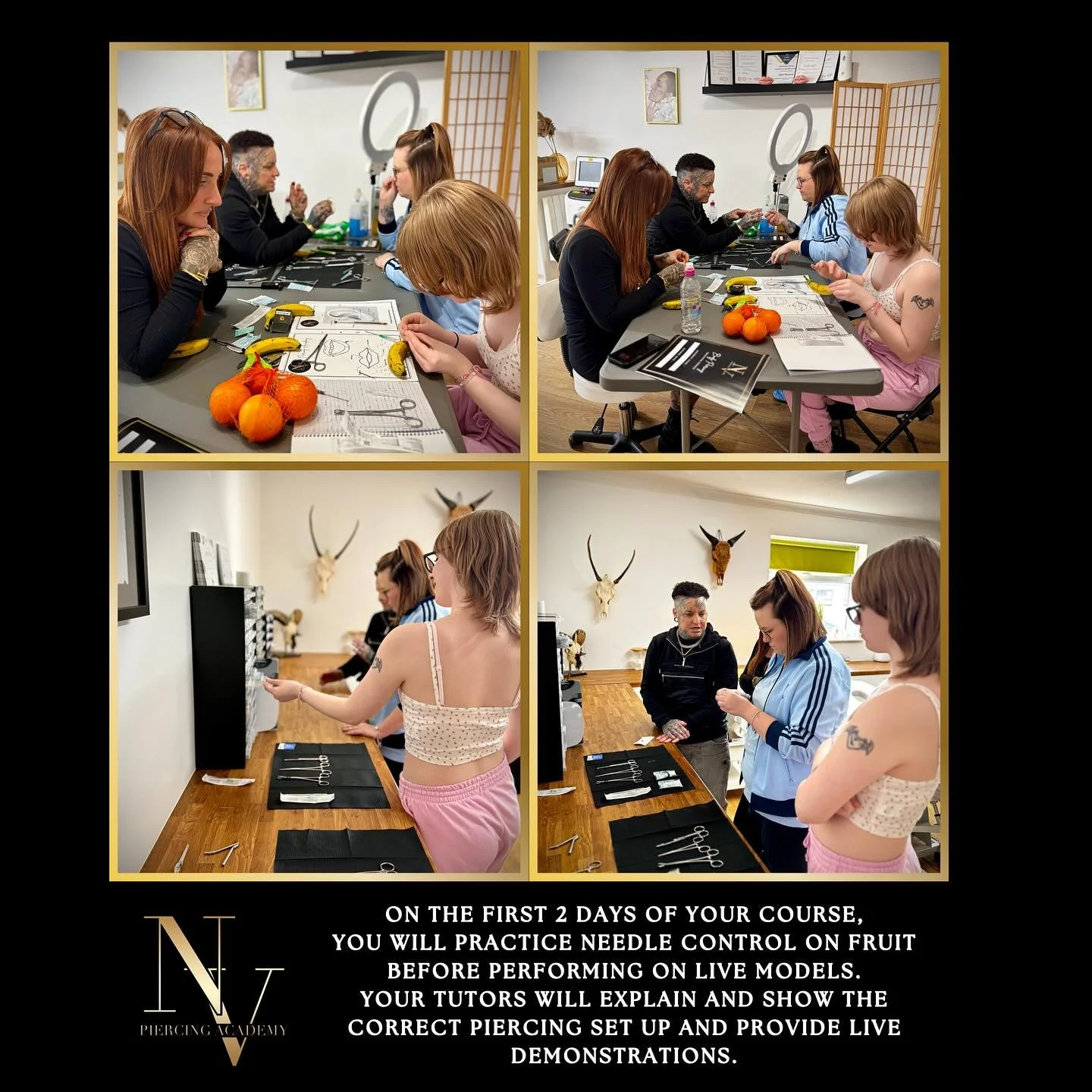 ⭑ 𝐁𝐎𝐃𝐘 𝐏𝐈𝐄𝐑𝐂𝐈𝐍𝐆 𝐓𝐑𝐀𝐈𝐍𝐈𝐍𝐆 𝐂𝐎𝐔𝐑𝐒𝐄 ⭑

The Body Piercing training course runs over 4 days - trained by 2 experienced tutors with over 35 years experienced combined in the industry, teaching you everything you need to know to bec