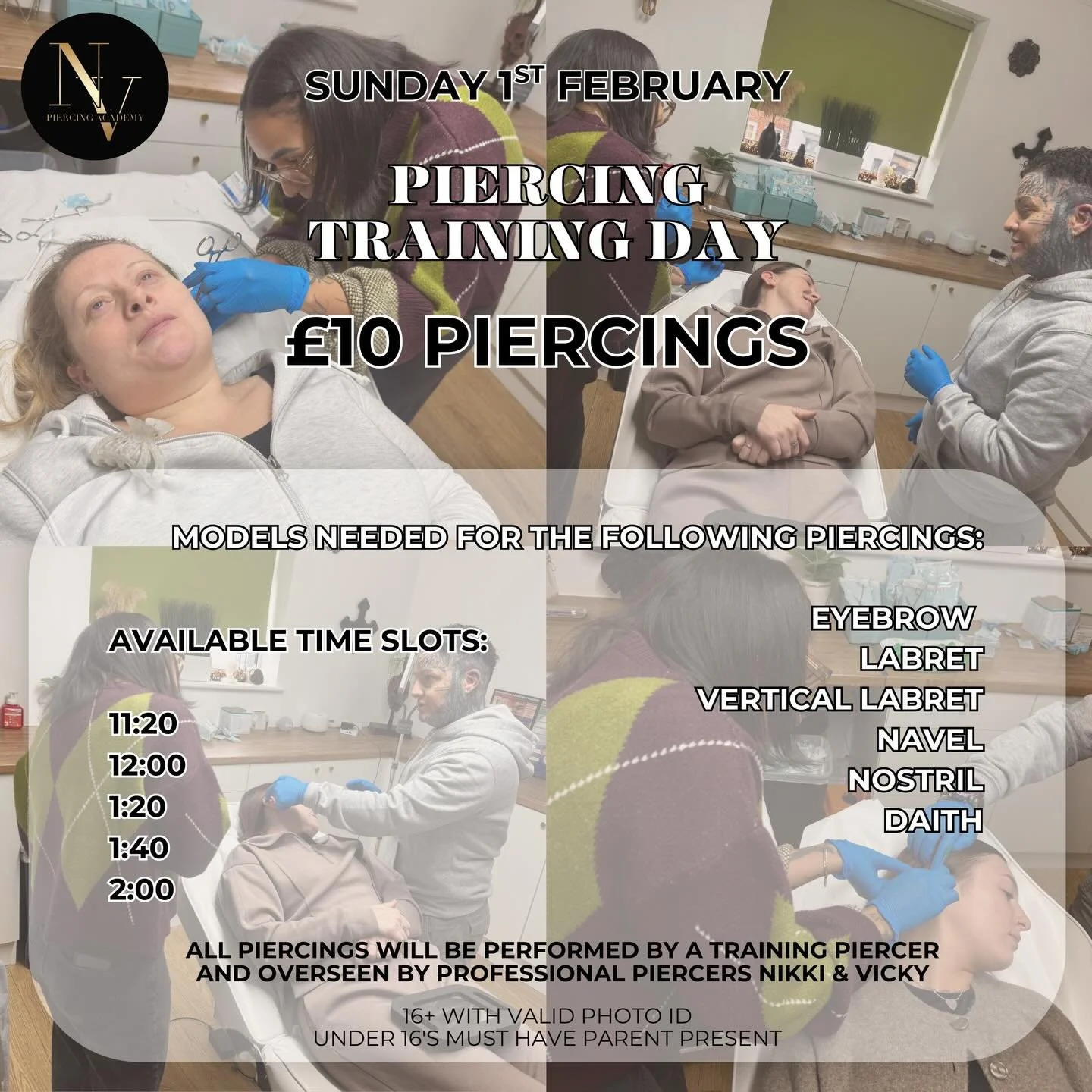 THIS SUNDAY - last available time slots 🫶🏻 Please drop us a message with preferred time &amp; piercing to book in!