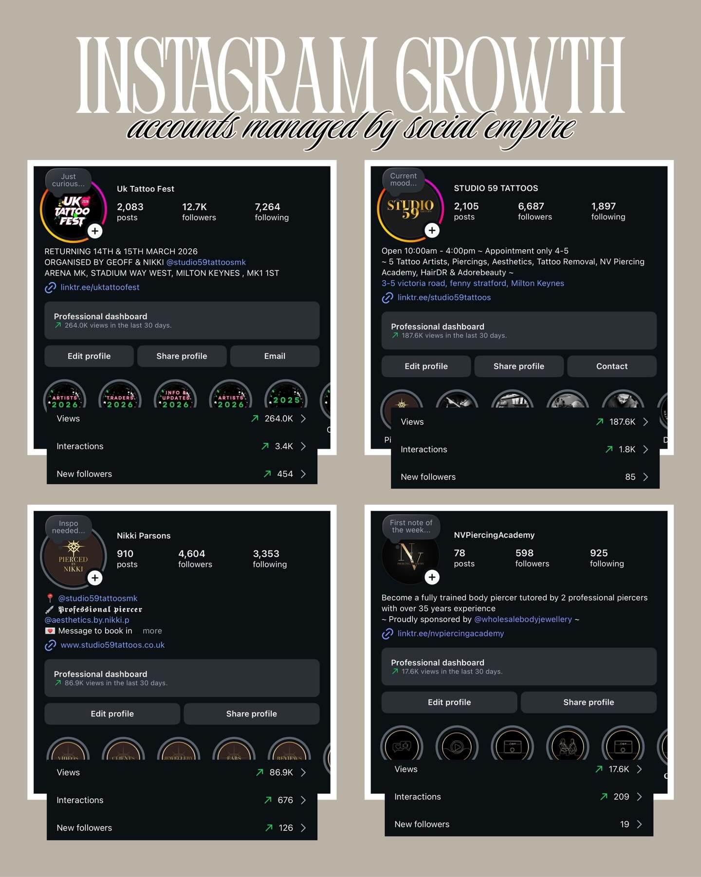 From posting &rarr; to performing 🔥
Since I started managing these accounts, we&rsquo;ve increased:
✔️ Views
✔️ Interactions
✔️ Followers

#socialmedia #socialmediamanagement #socialmediamarketing #socialmediagrowth #i̇nstagramgrowth