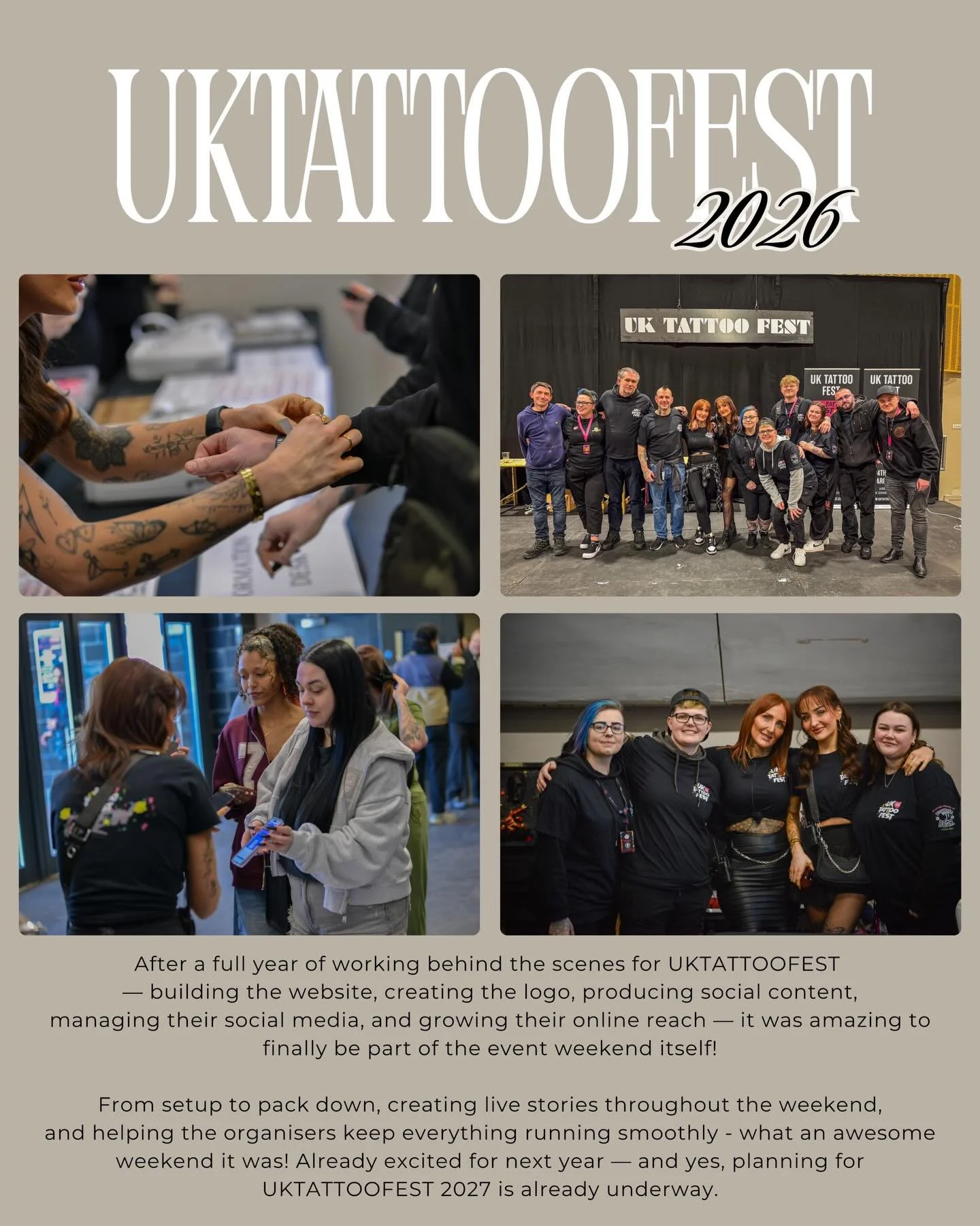 Spent the weekend working UKTATTOOFEST 🫶🏻
From managing the socials, running the website, this has been a long time in the making. What an amazing weekend! - everything came together exactly how it should 💖
So proud to be apart of it! Can&rsquo;t 