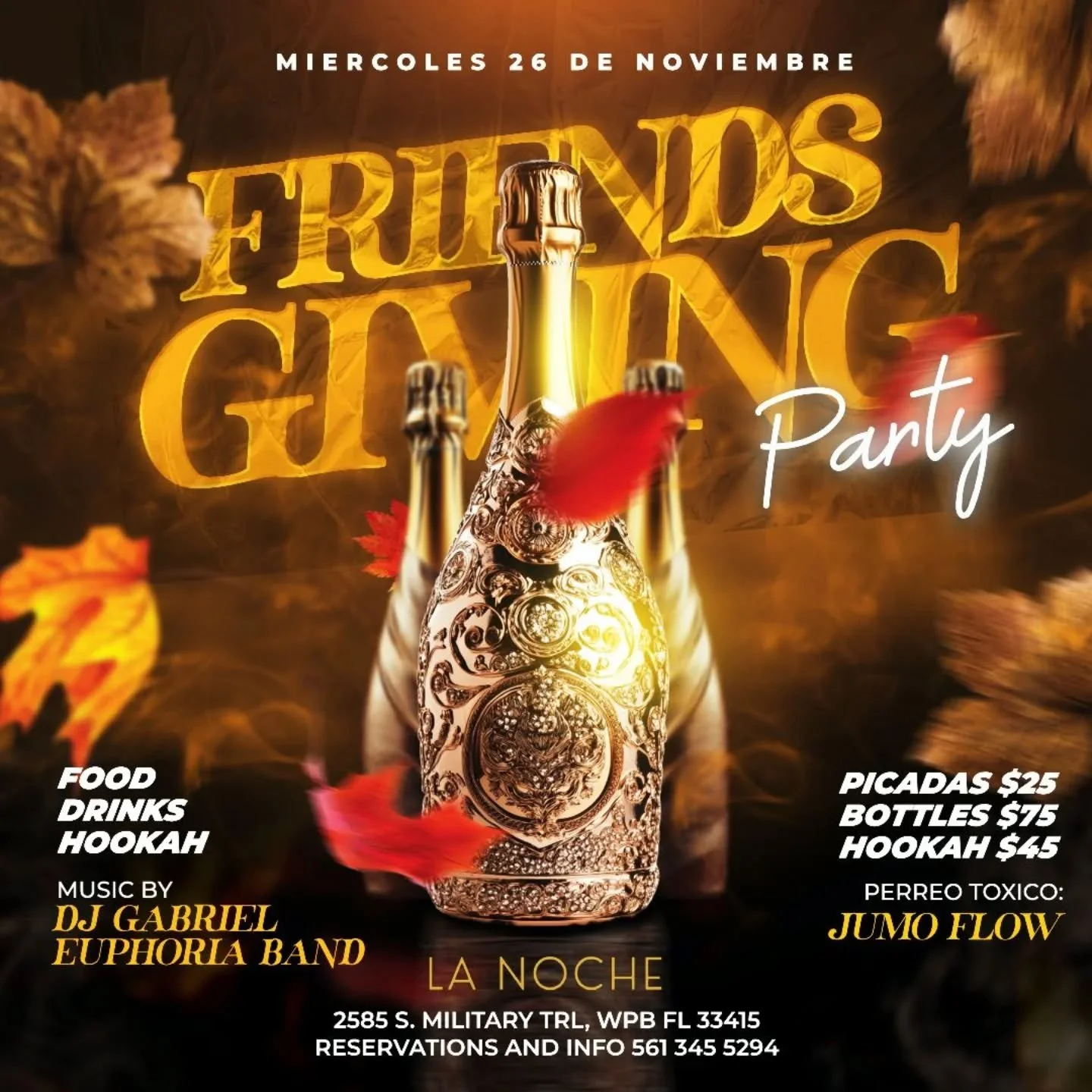 Friends Giving Party Mi&eacute;rcoles 26 de Noviembre, especiales en botellas, Banda en Vivo + Dj hasta las 5am