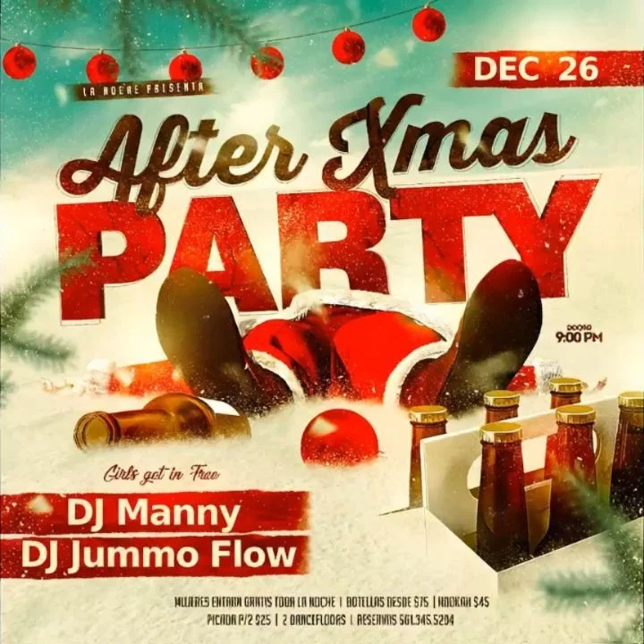 Santa remata las Christmas en LA NOCHE !! MUJERES ENTRAN GRATIS TODA LA NOCHE! BOTELLAS DESDE $75 ! reservas 561-345-5294