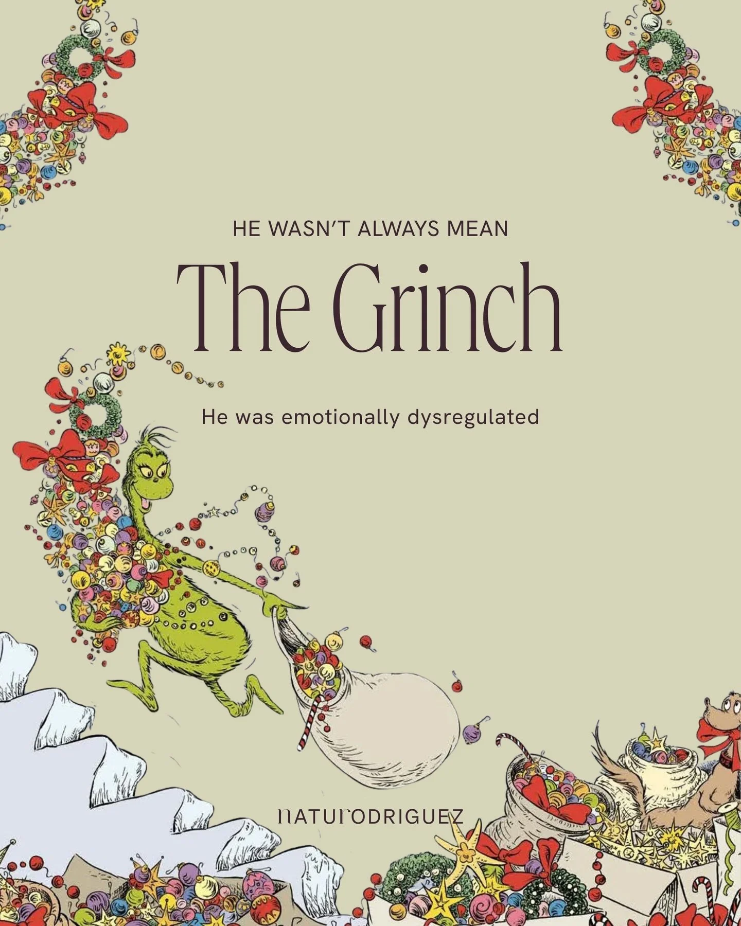 Being a big fan of The Grinch, I wanted to share something a little different with you today: combining the classic with a touch of aromatherapy 🫶🏻

Grumpy and mean on the outside, this renowned green character showed us a wide range of emotions th