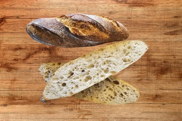 - Fresh sourdough baguette baked in Unterägeri