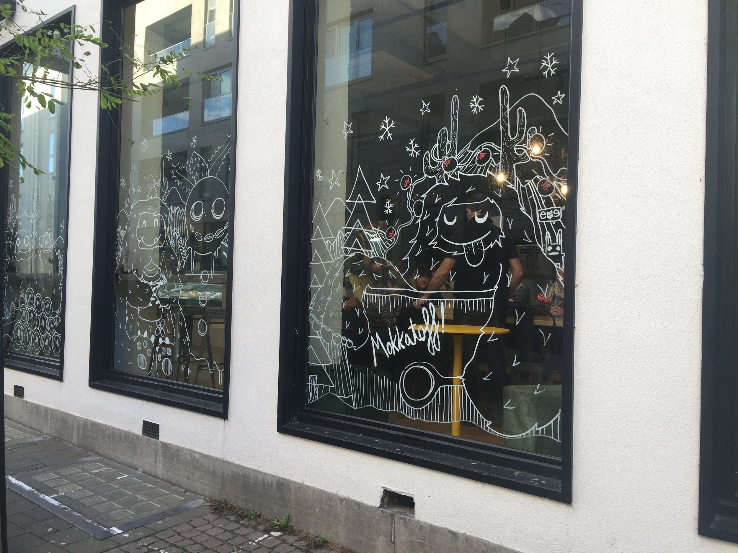 Christmas window art for Mokkatoff