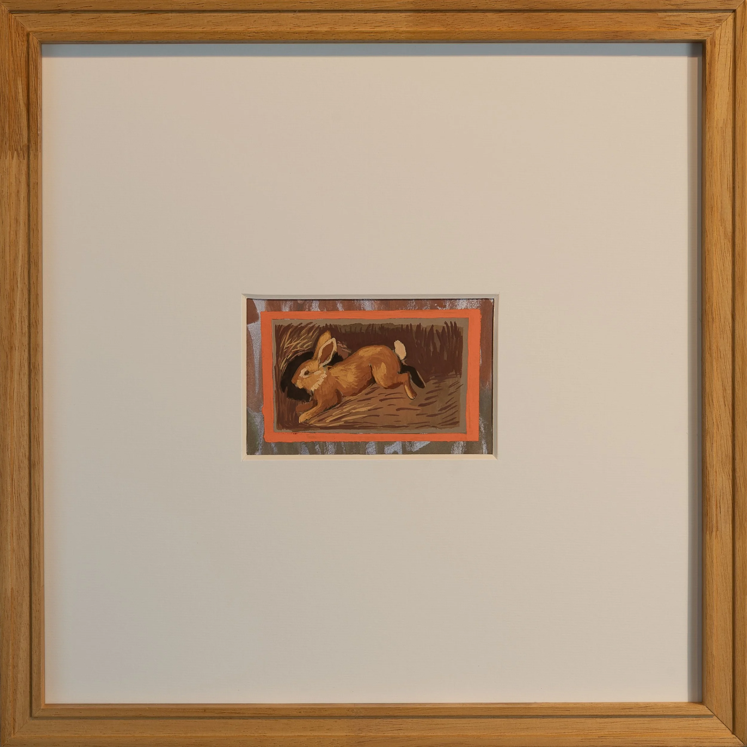 Rabbit Study , Gouache on Paper, 16 x 16 in (framed)
