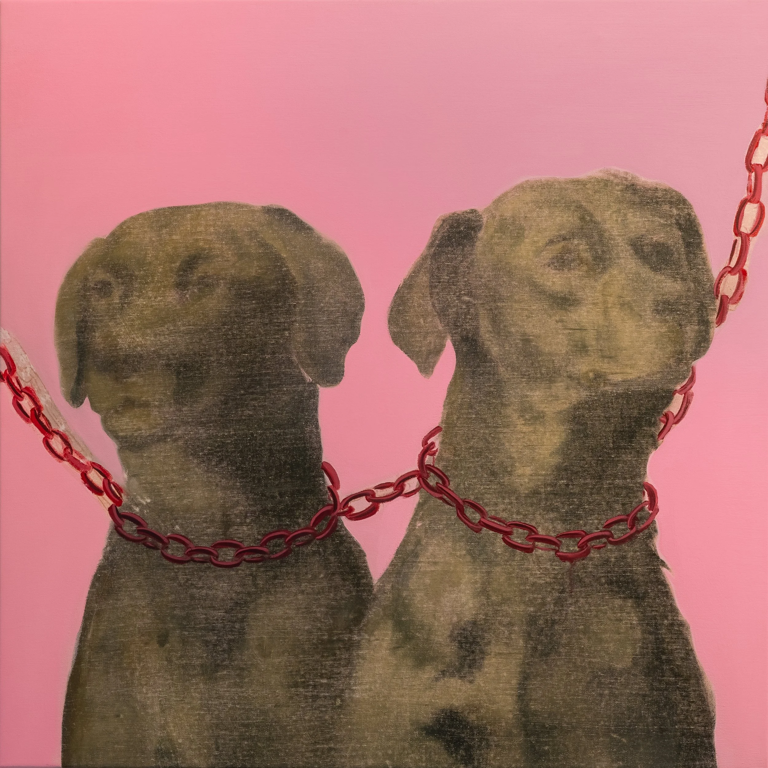 Loud Bark, Deep Bite , Oil on Canvas, 30 x 30 in