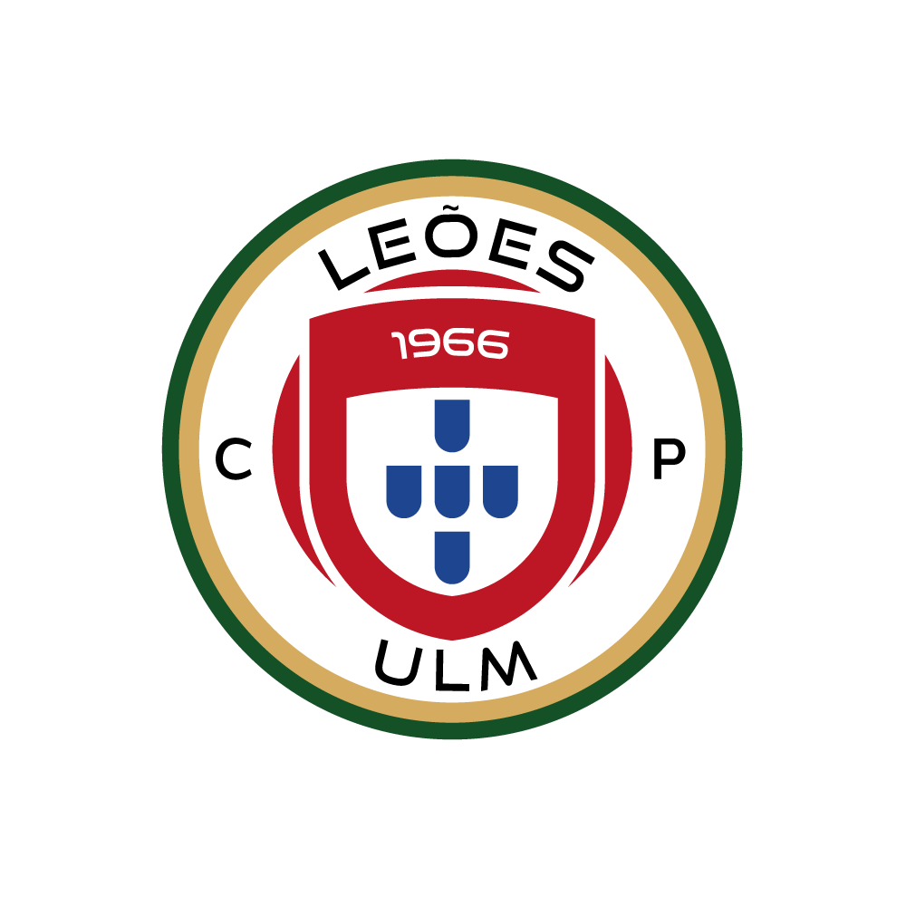 Der Fußballverein Leões ULM, gegründet 1966, mit Vereinswappen in den Farben Rot, Weiß, Blau, Schwarz und Gold