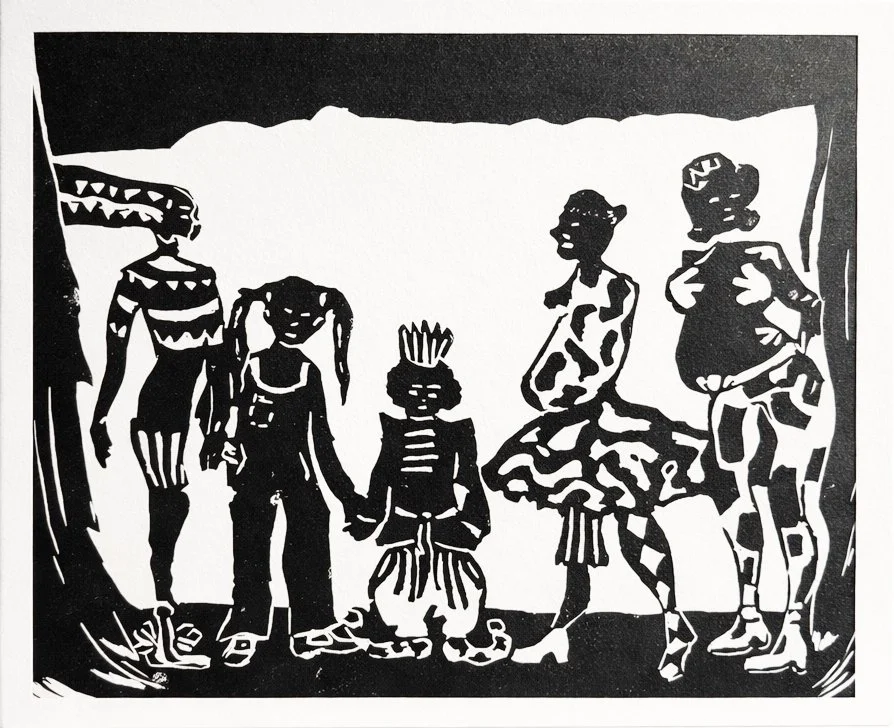 Traveling circus. Linogravure, 6 x 9 inches