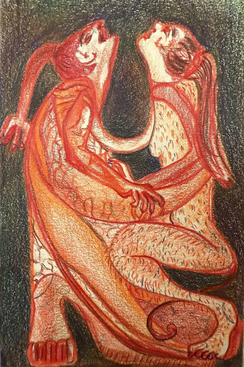 I am a creep, you  are a weirdo
Prismacolor pencils on acid free, 130 g/m paper
4x6 inches (unframed)