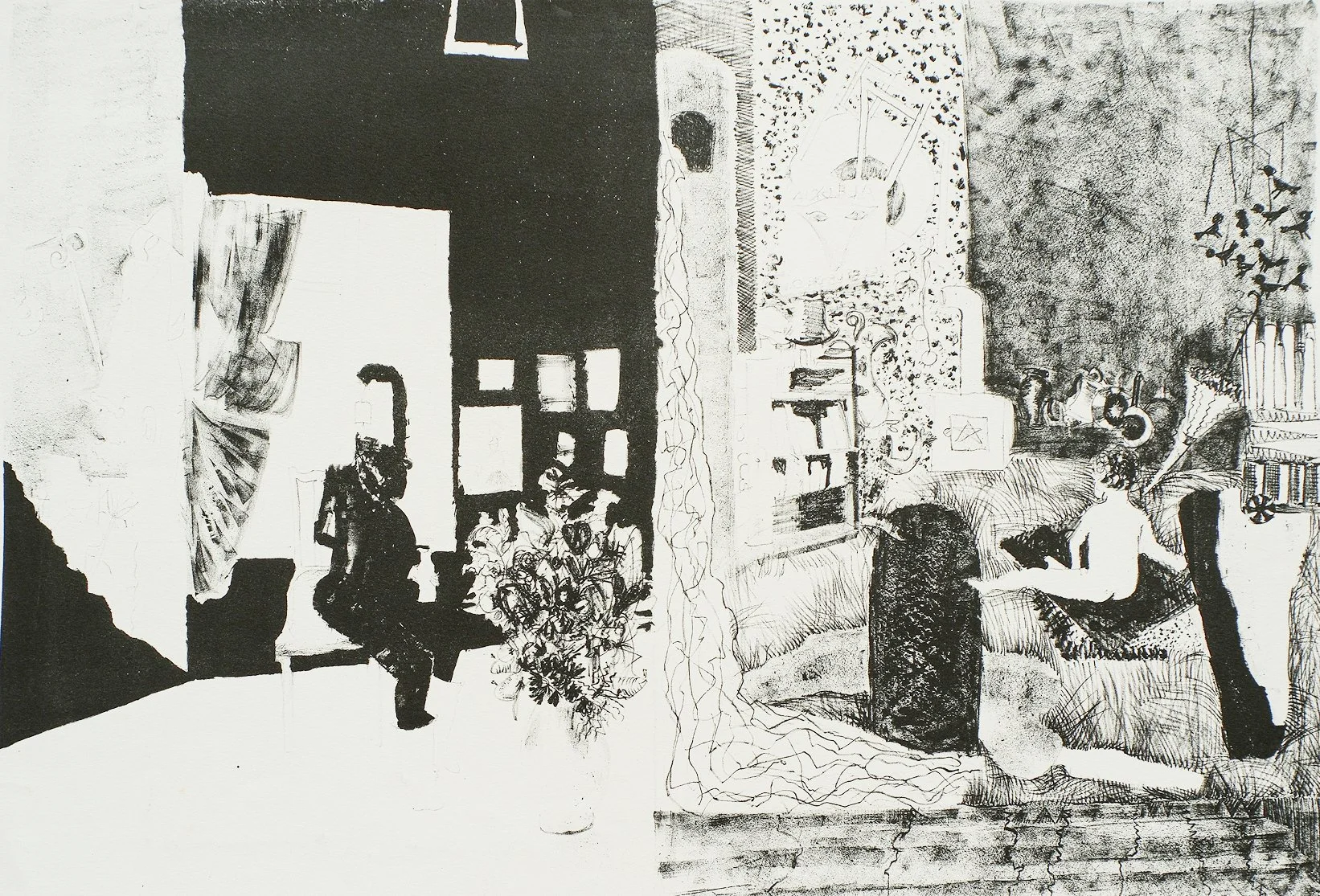 In the different rooms of the house
Lithograph 16.5 x 24 inches (unframed)