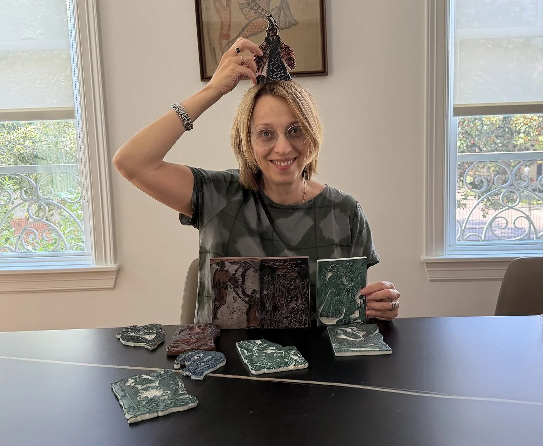Rufina Shteynberg is holding her hanko blocks