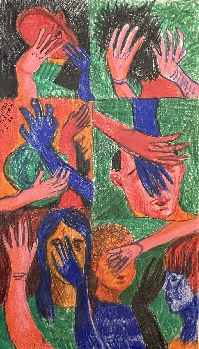 Study for 'À la guerre comme à la guerre' lino
Prismacolors, 4.5x7 inches