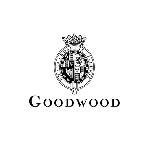 A logo featuring a crown and a shield with various symbols, along with the text 'GOODWOOD' underneath.