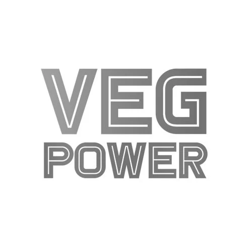 Text reading "Veg Power" in stylized gray font on a white background