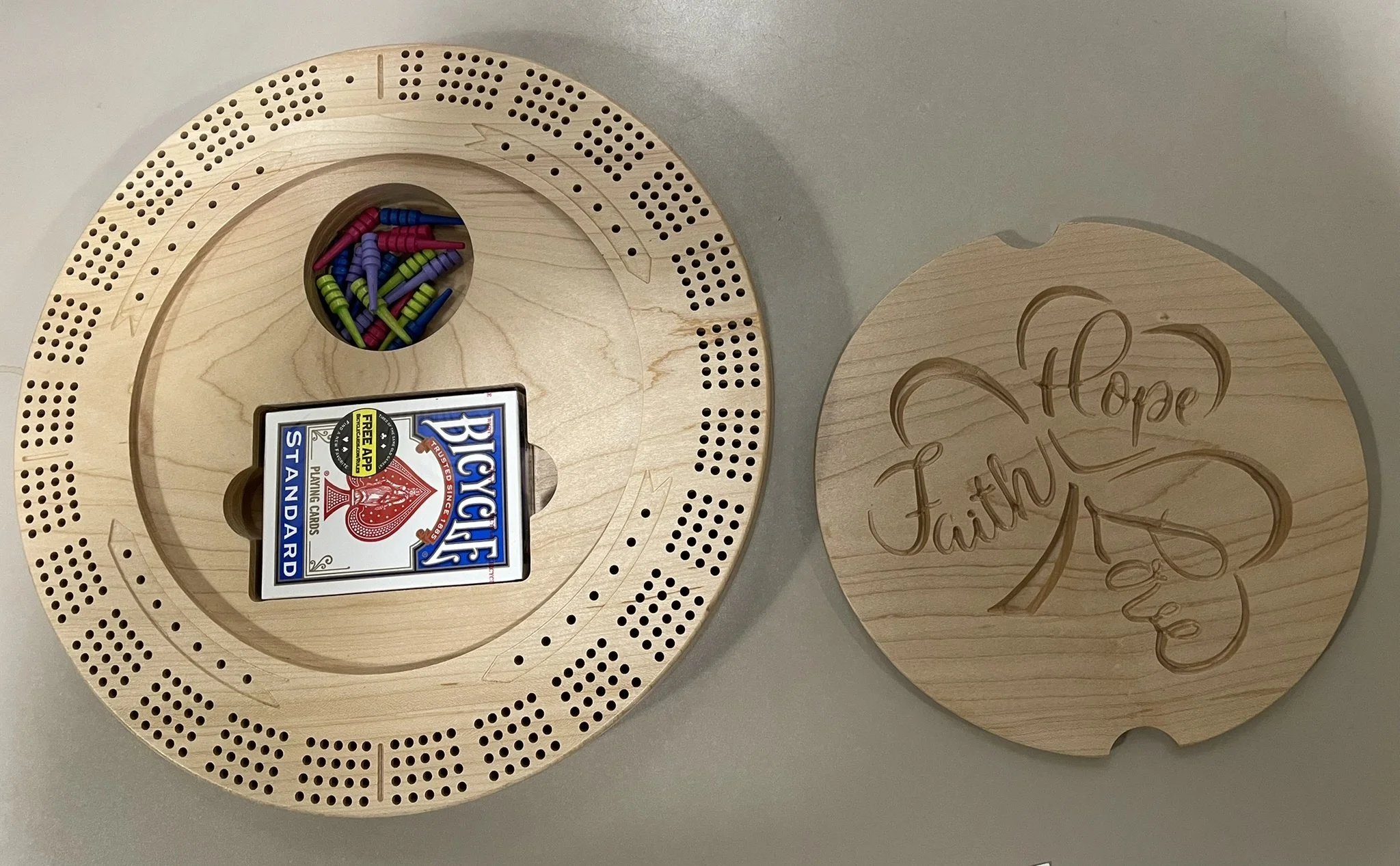 Dave Campbell - Round Cribbage Board.JPEG