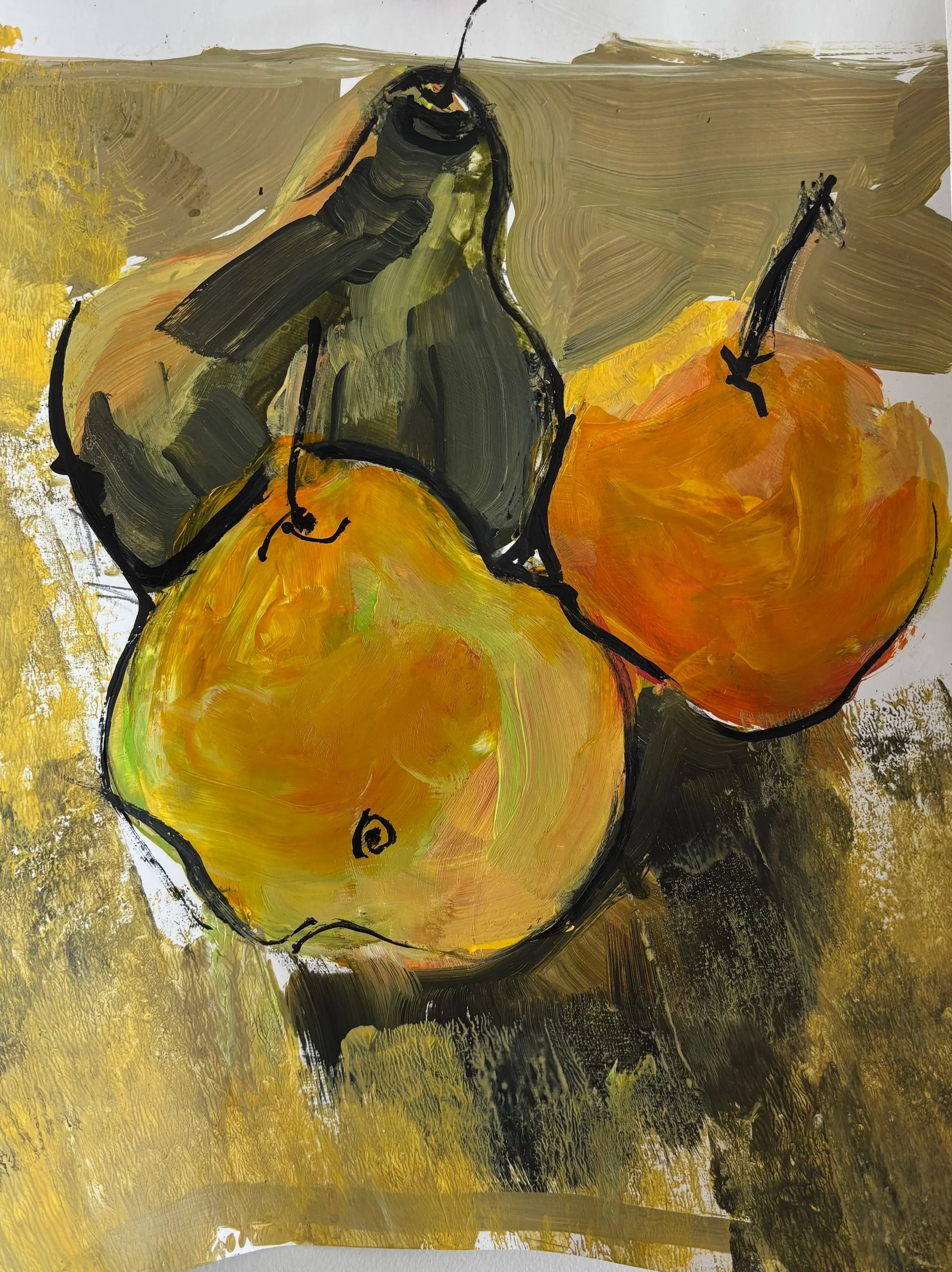 Pear study#1 9x1 Mixed Media