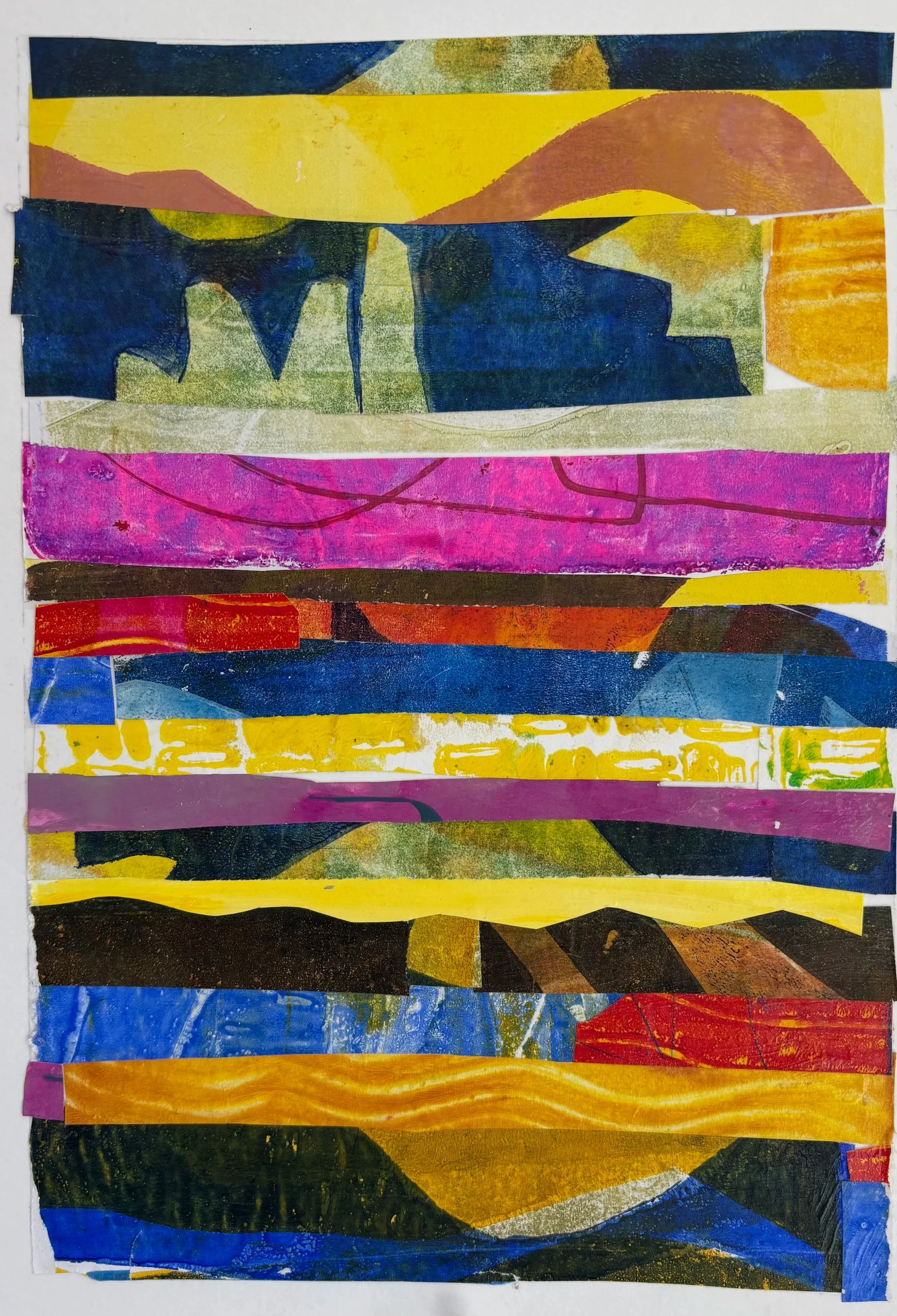 Gelli Stripes #1 9x12 Mixed Media