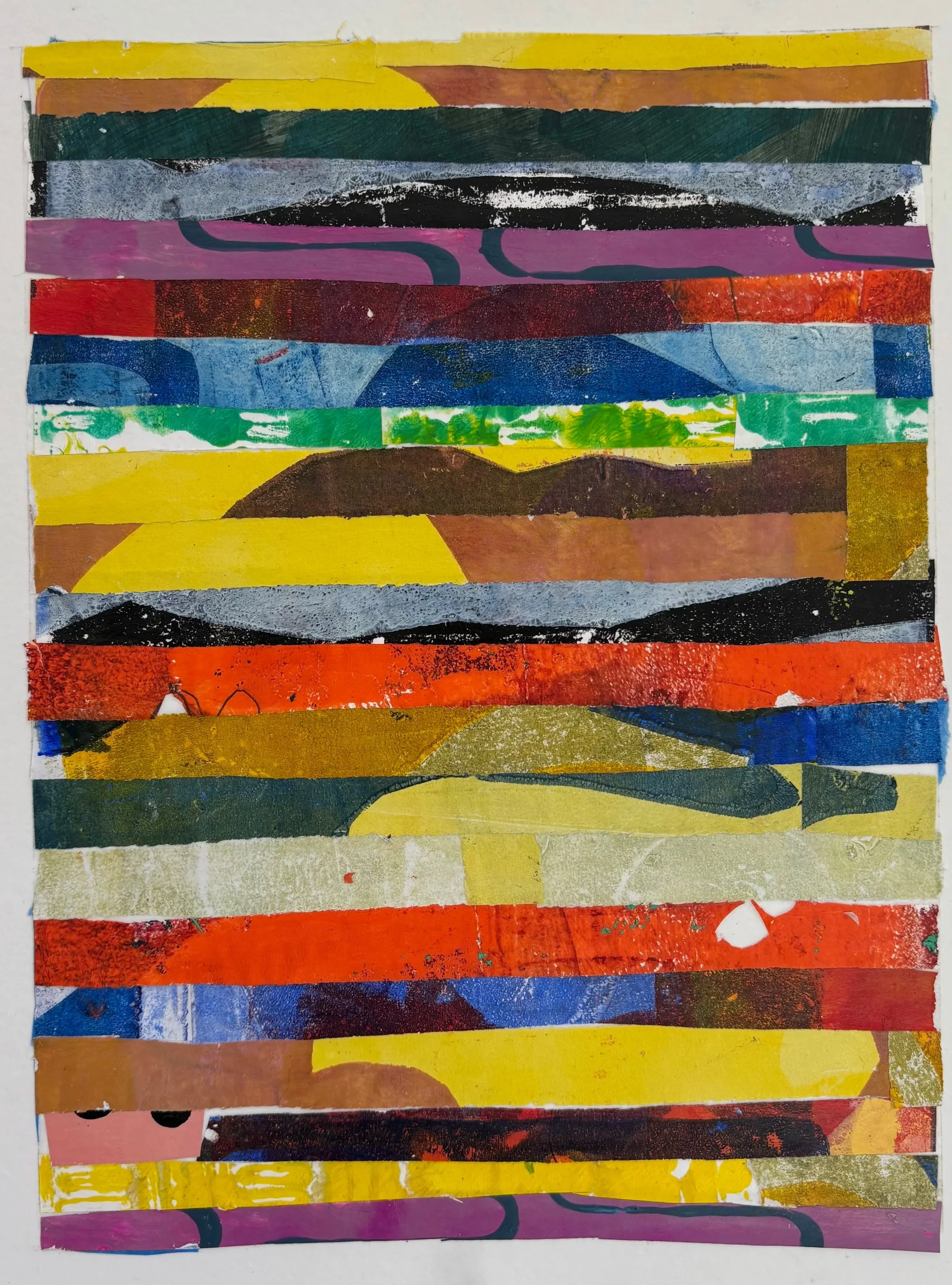 Gelli Stripes #2 9x12 Mixed Media