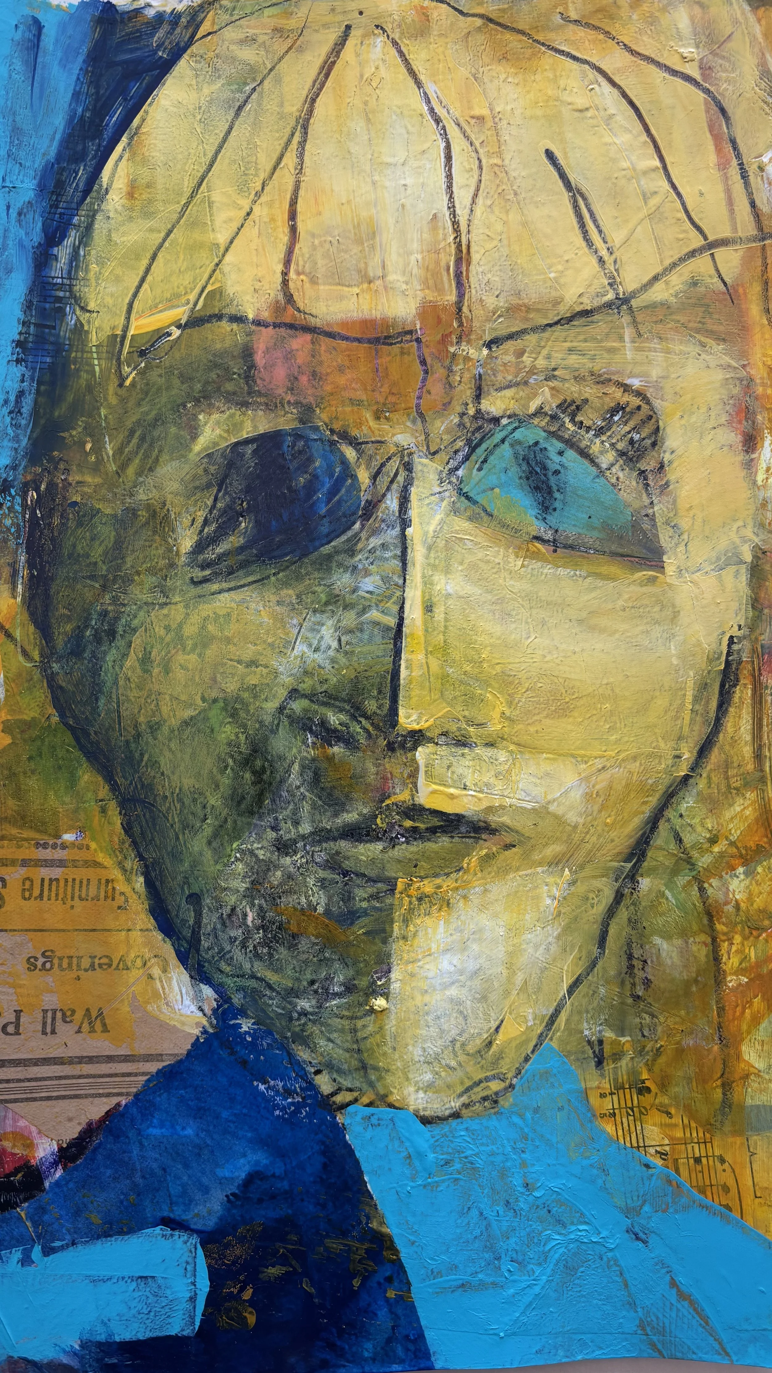 Blue Self Portrait 9x12 Acrylic