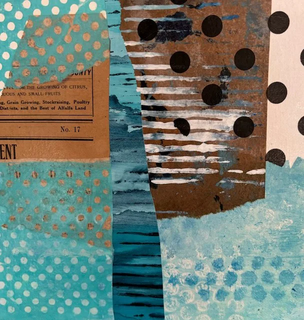 Triptych 8" x 8", Paper Collage on Panel