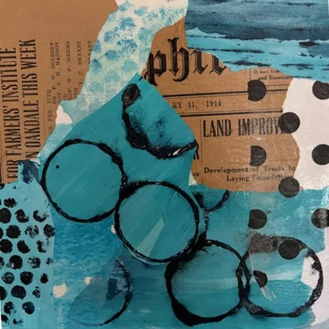 Triptych 8" x 8", Paper Collage on Panel