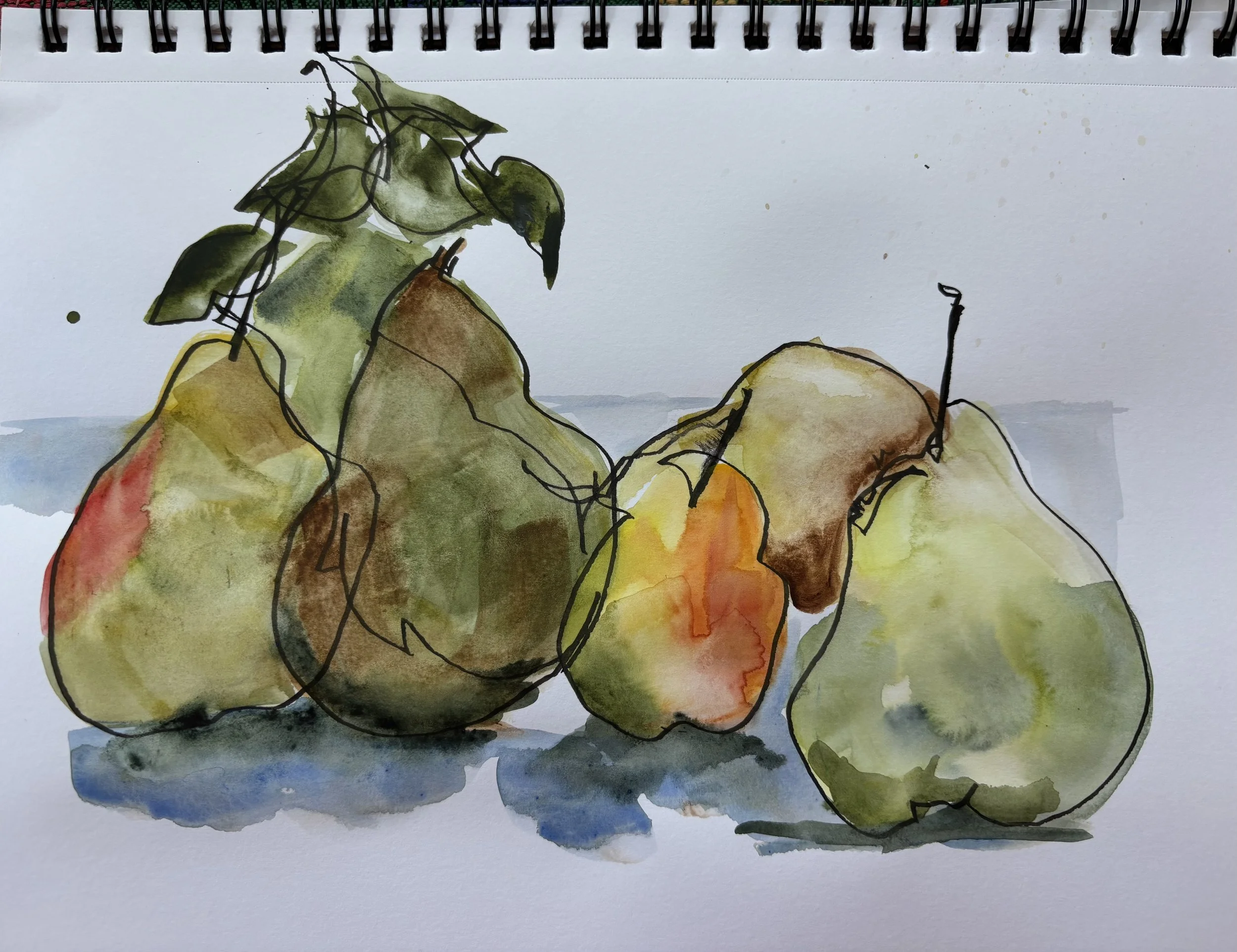 Four Pears 9x12  Watercolor