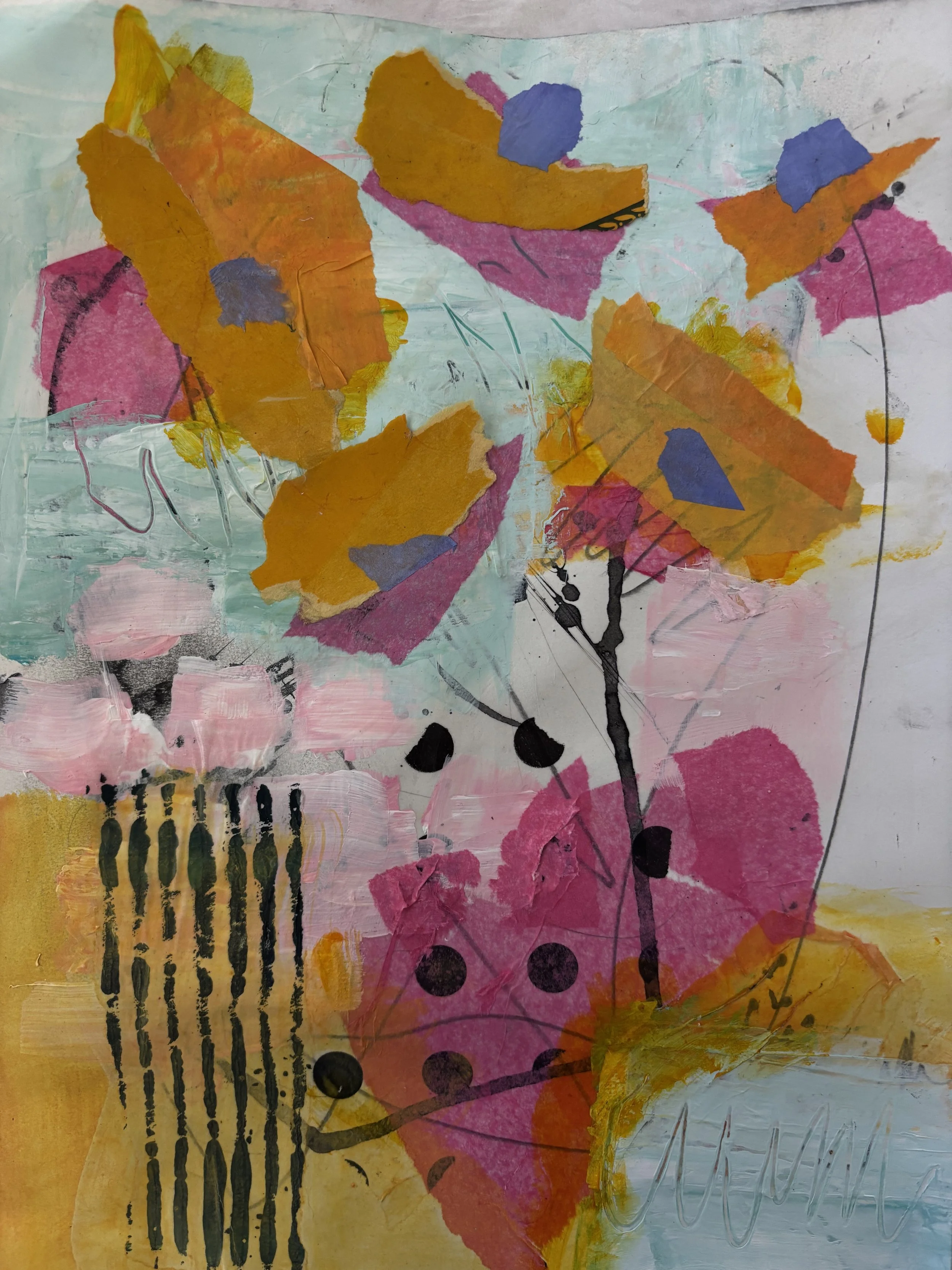 Spring  Flowers 9 x 12' Mixed Media